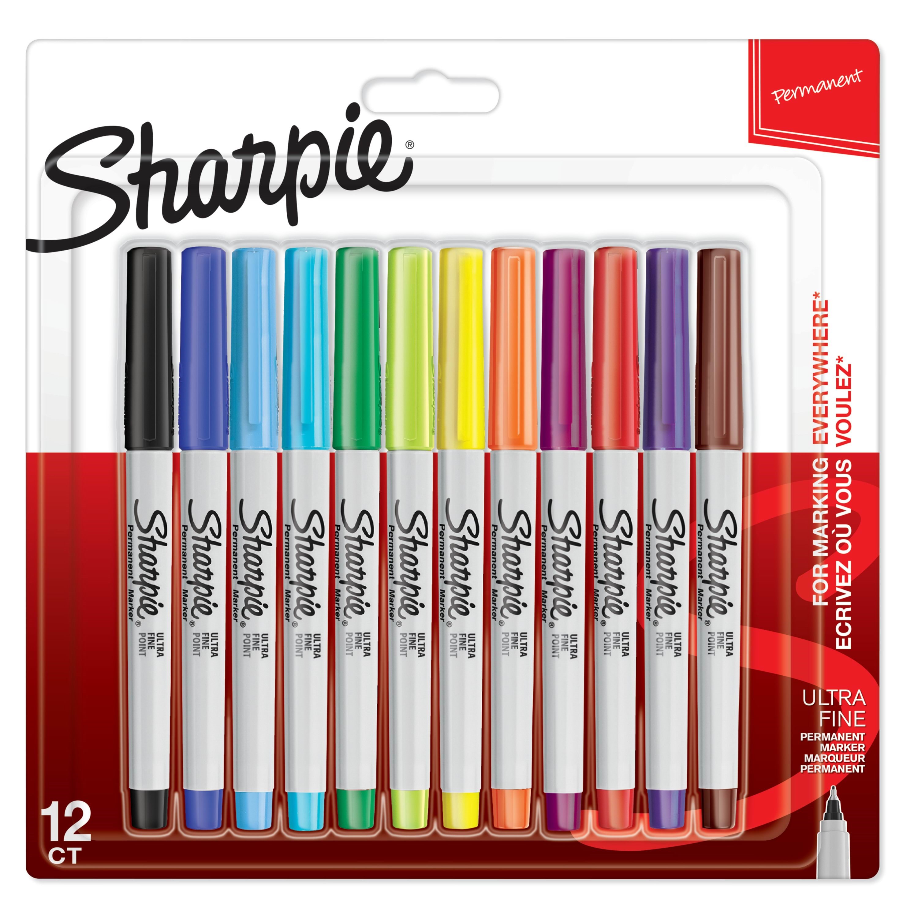 Sharpie Permanent Markers | Meget fin spids | Forskellige farver | 12 styk Tegneværktøj 2065408