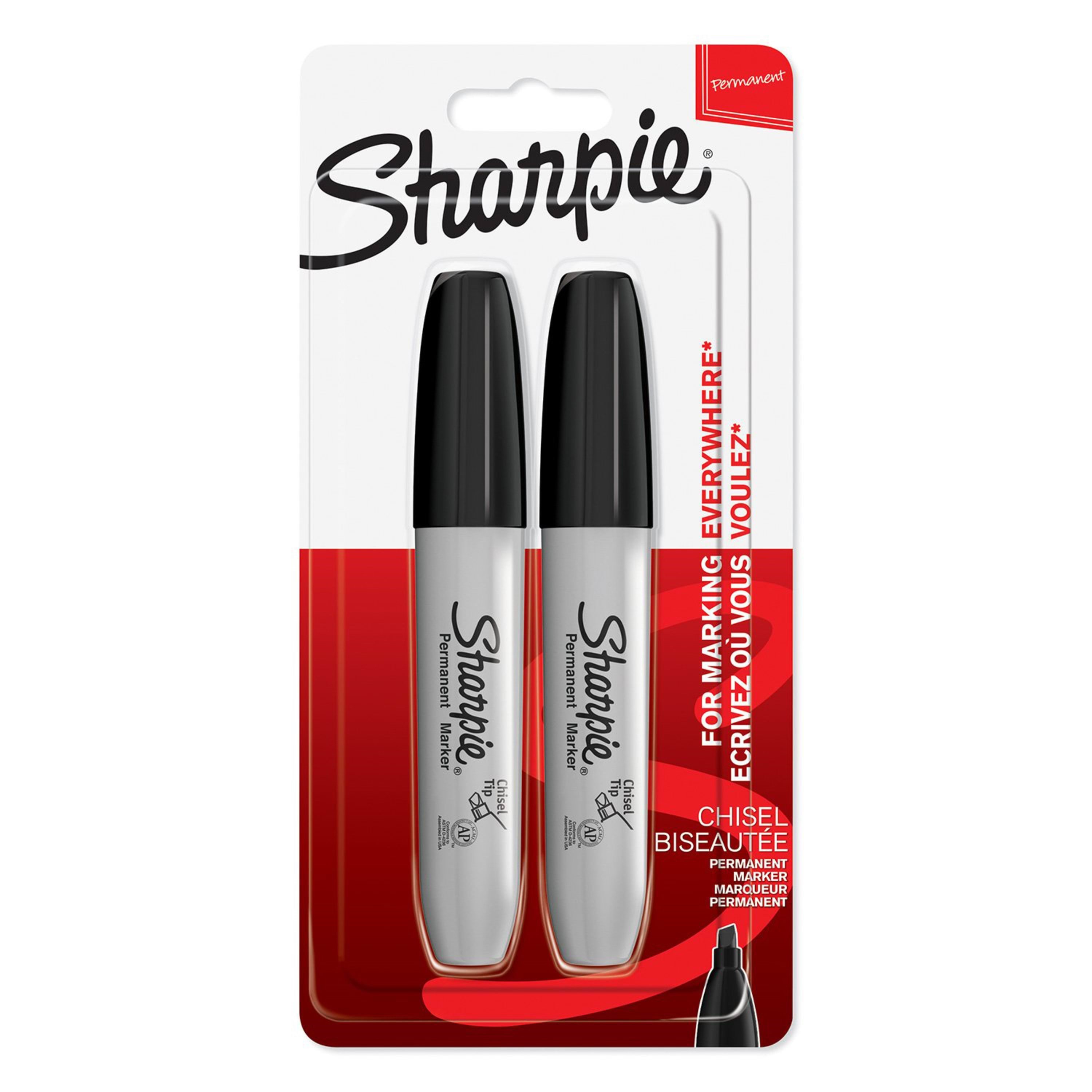 Sharpie Permanent Markers | Mejselspids | Sort | 2 styk Tegneværktøj 1986195