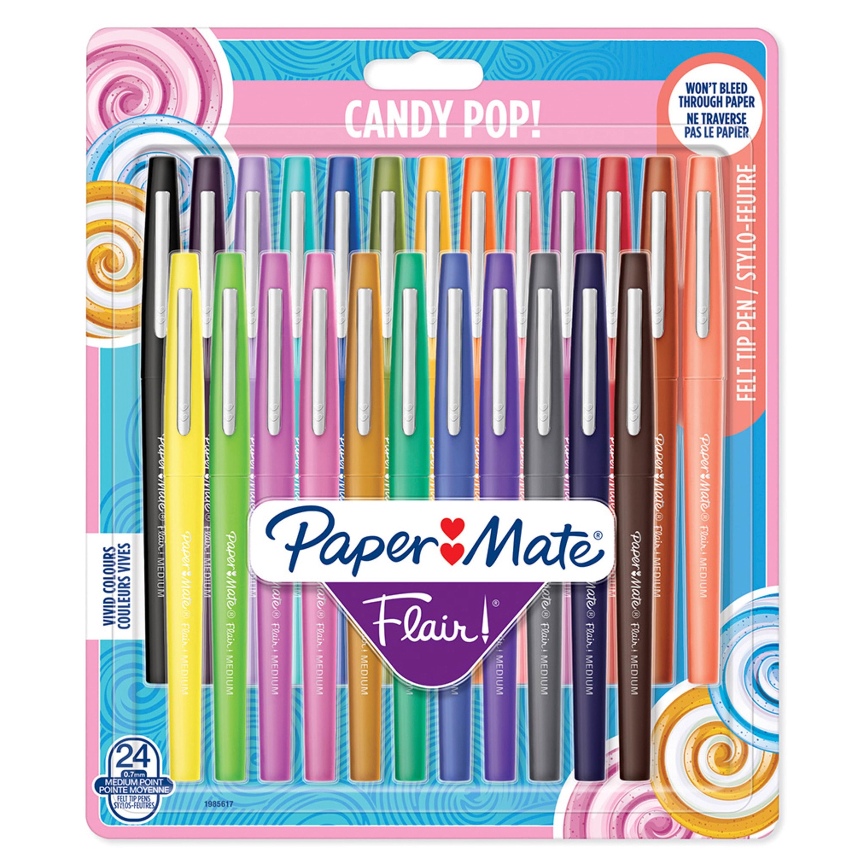 Paper Mate Flair Felt Tip Pens | Medium spids (0,7 mm) | Forskellige candy-POP-farver | 24 styk