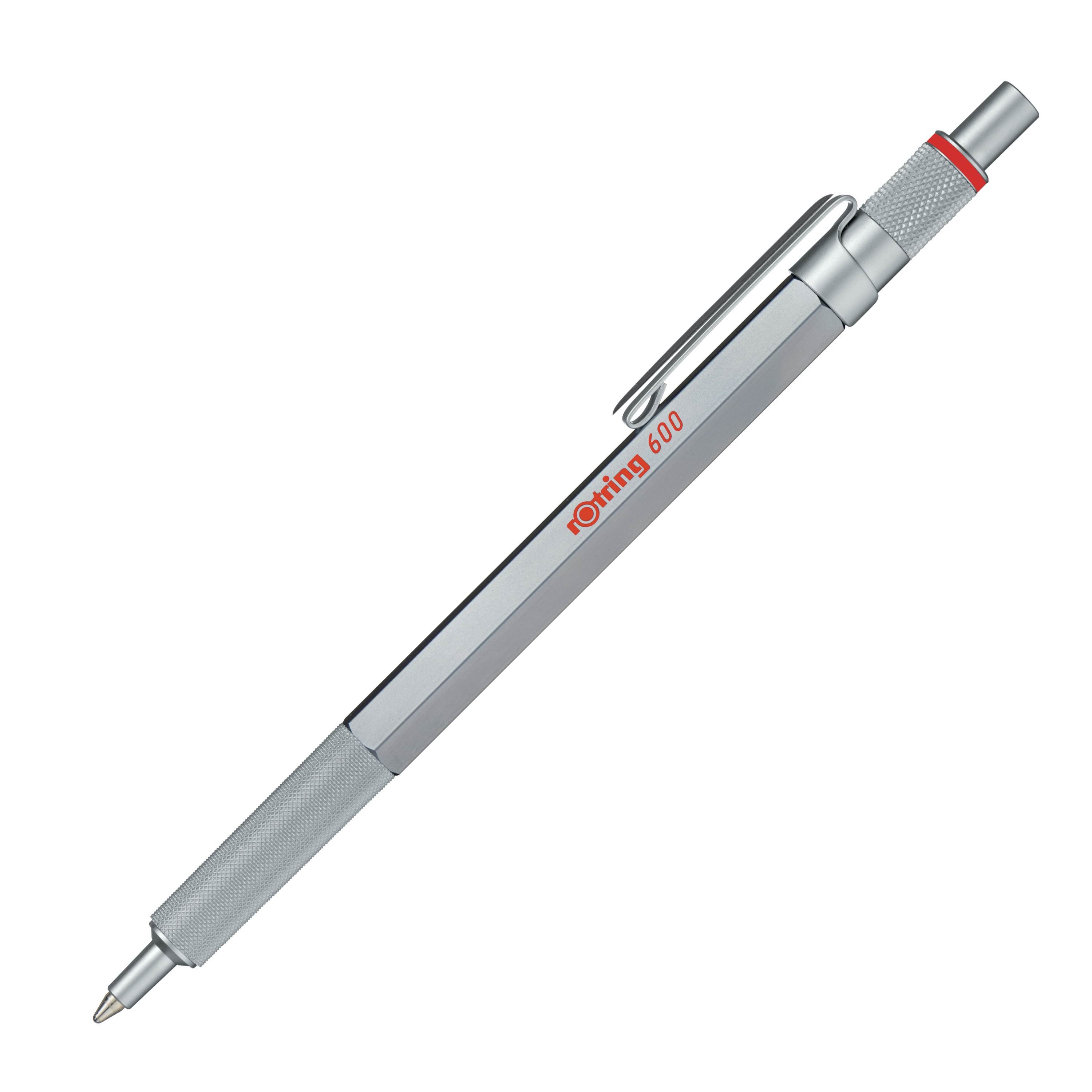 Rotring rOtring 600 kuglepen | Mellempunkt | Sort blæk | Sølv metal tønde med skridsikker knurled greb | Genopfyldning