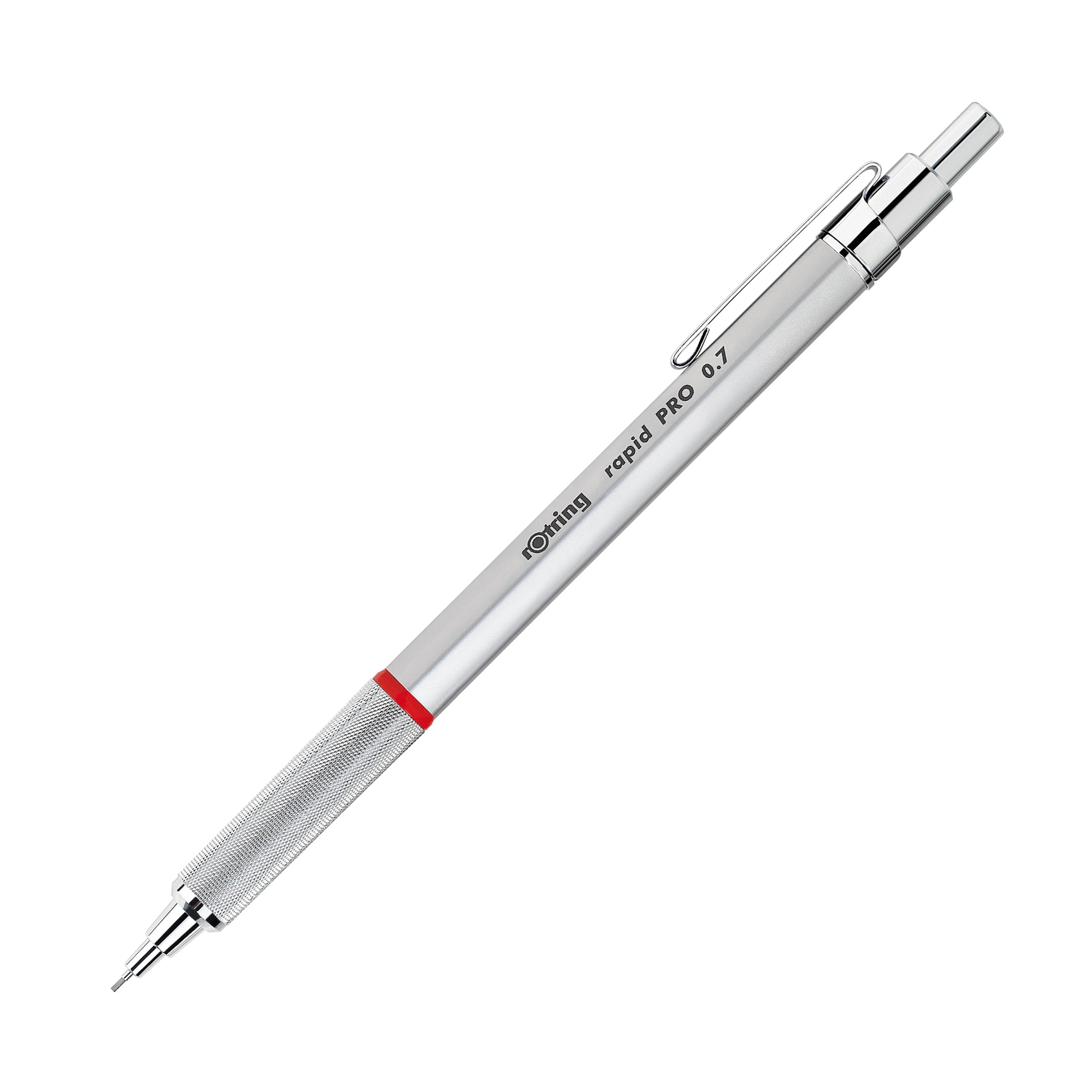 Rotring rOtring Rapid Pro mekanisk blyant | HB 0,7 mm blyant til fremdrift af bly | Reduceret blybrud | Sølvkrom fuld metal tønde Tegneværktøj 1904256