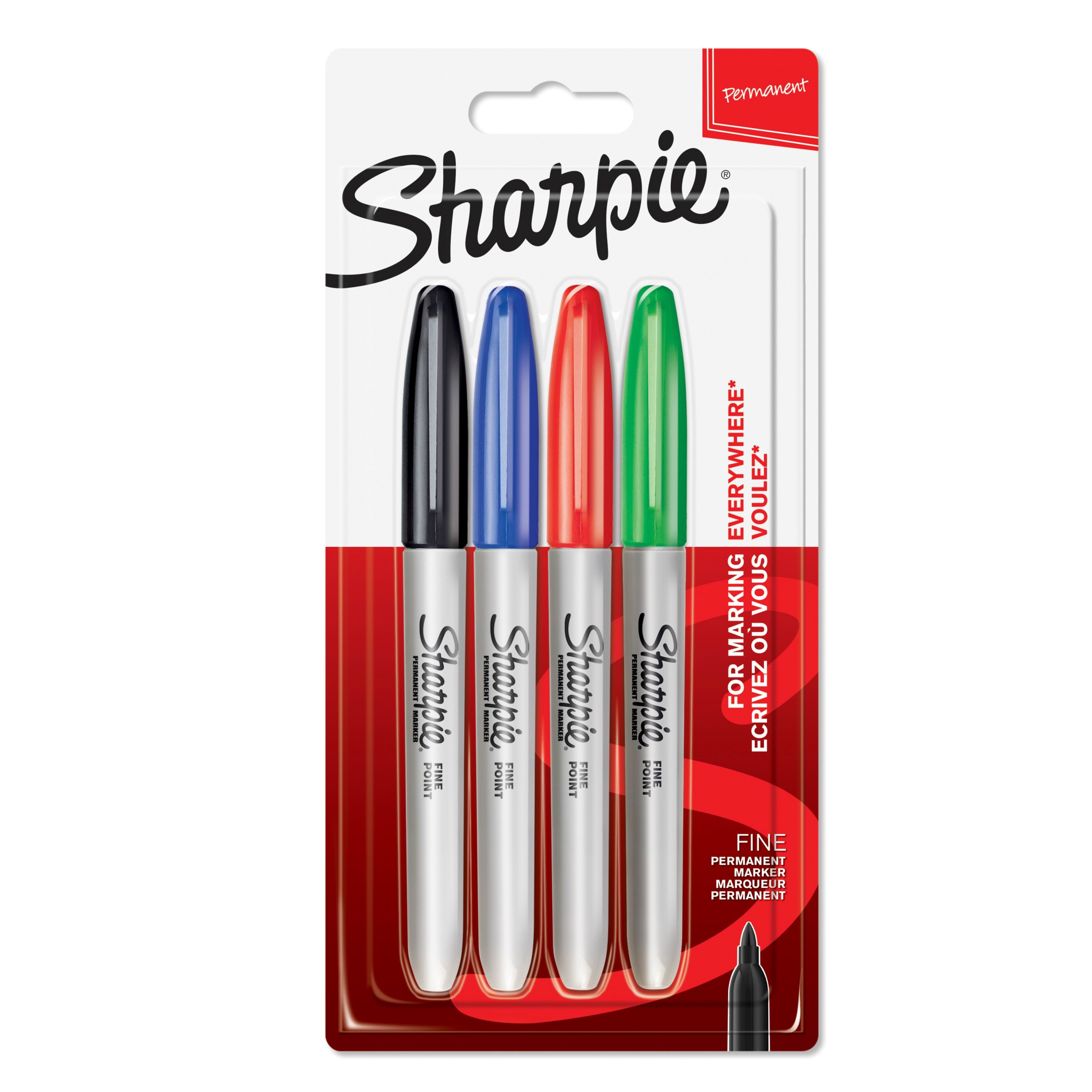 Sharpie Permanent Markers | Fin spids | Forskellige standardfarver | 4 styk Tegneværktøj 1985858