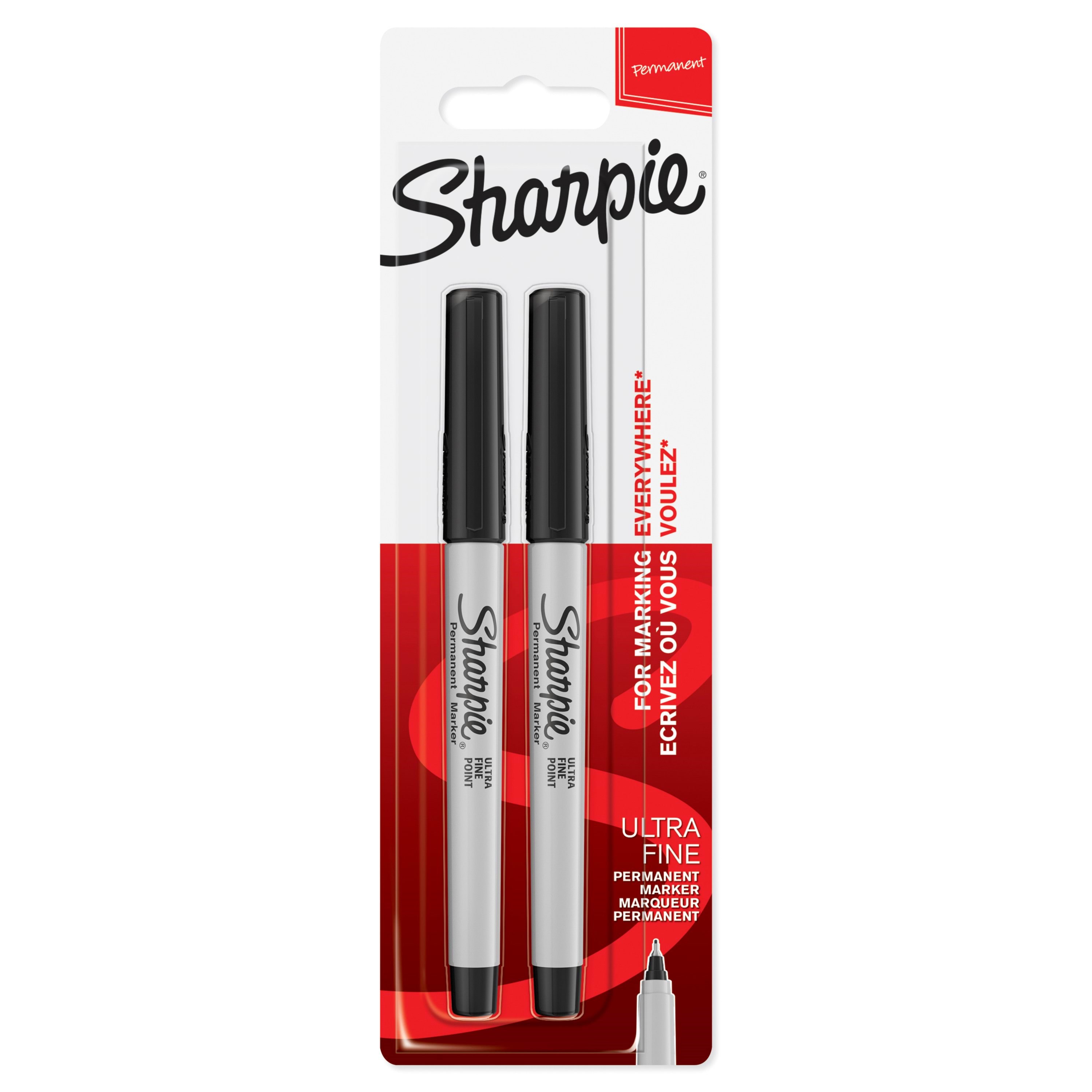 Sharpie Permanent Markers | Meget fin spids | Sort | 2 styk Tegneværktøj 1985878