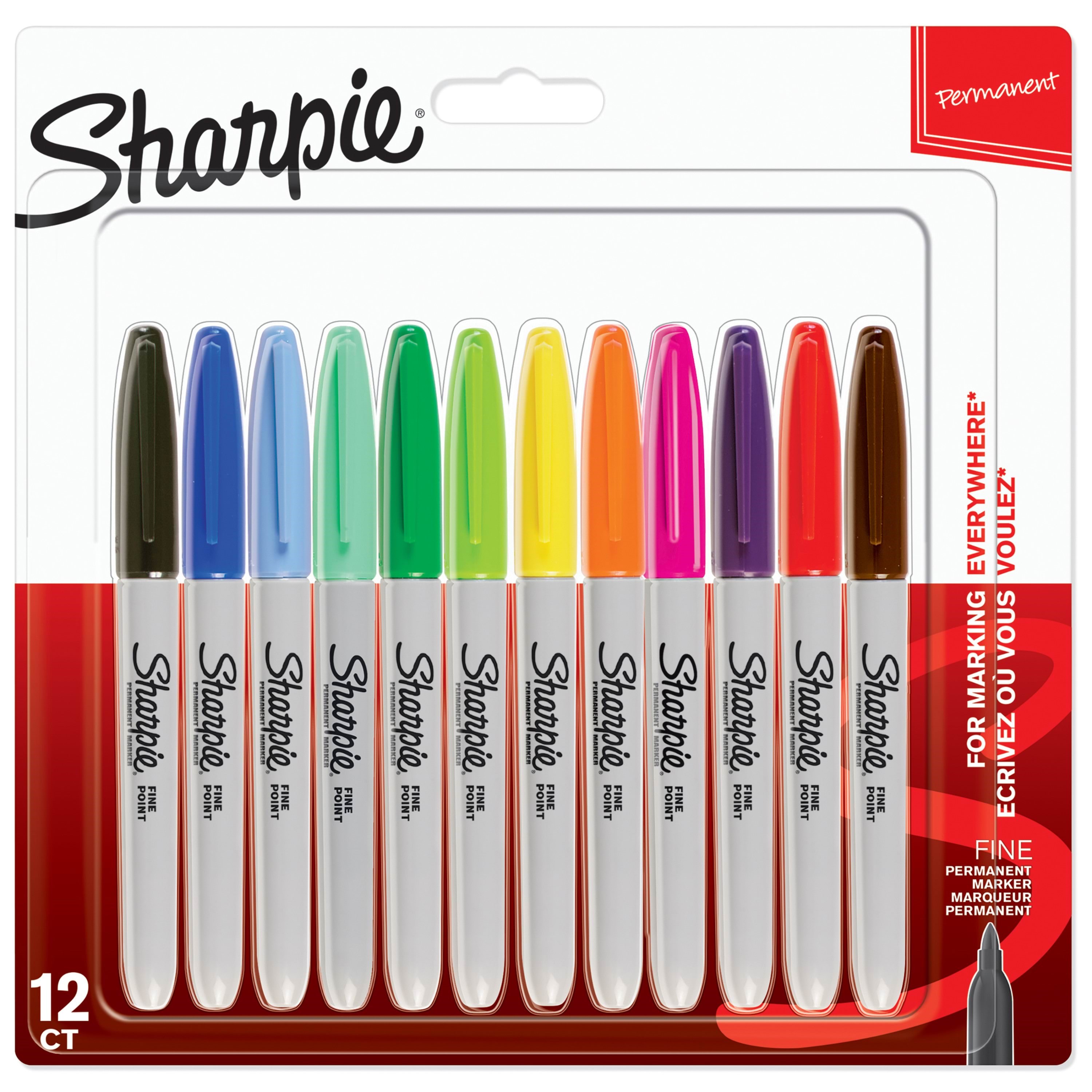 Sharpie Permanent Markers | Fin spids | Forskellige farver | 12 styk Tegneværktøj 2065404