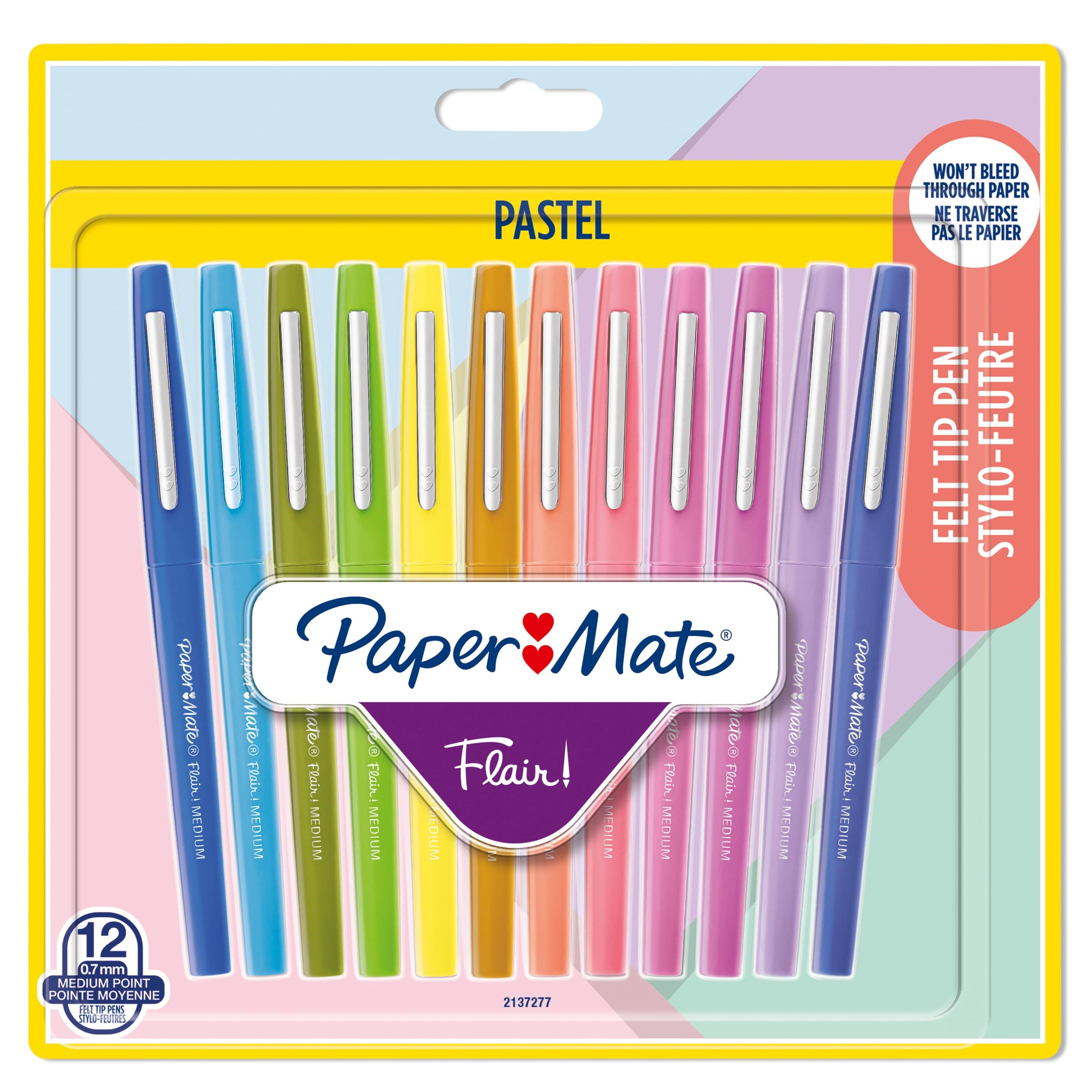 Paper Mate Flair Felt Tip Pens | Medium spids (0,7 mm) | Pastelfarver | 12 styk Tegneværktøj 2137277