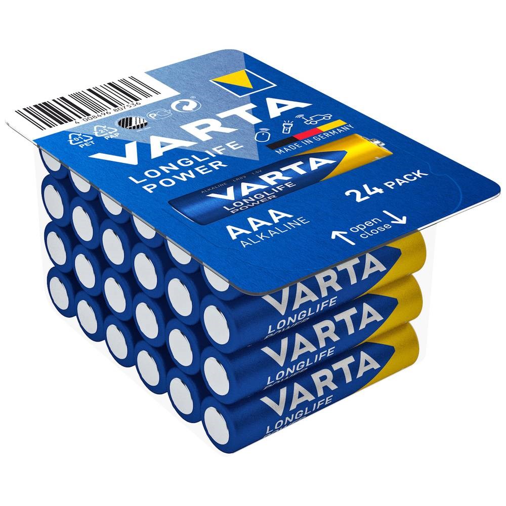 VARTA Longlife Power LR03/AAA (Micro) (4903) - alkaline 24-Pack Batteri BAVA 4903 24PAK