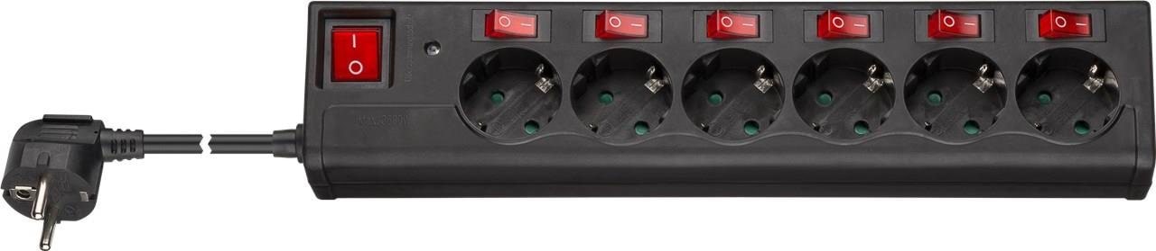 Pro Power Socket x6 Strømkabel Sort 4040849725678