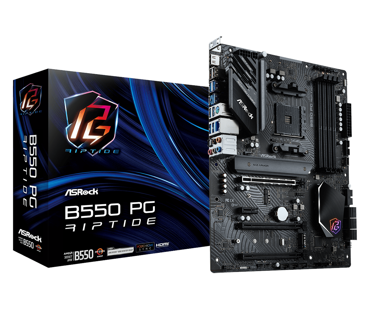ASRock B550 PG Riptide Bundkort - AMD B550 - AMD AM4 - DDR4 RAM - ATX Bundkort 90-MXBGH0-A0UAYZ