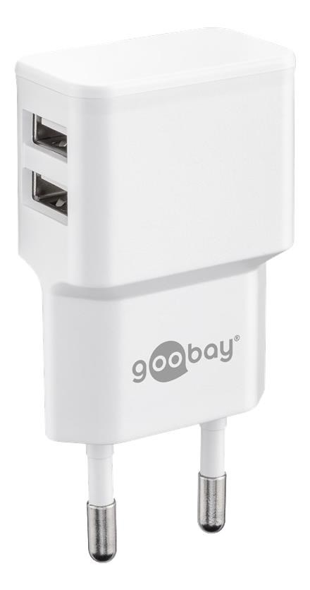 Goobay Dual USB charger 2.4 A (12W) white Mobil Oplader 44952