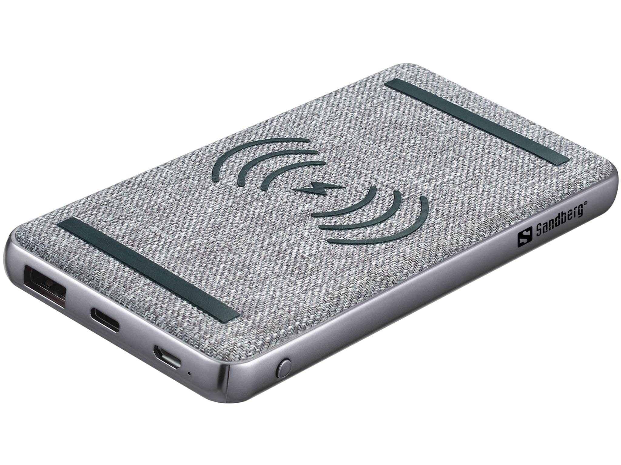 Sandberg Powerbank 10000 PD20W+Wireless - 10000 mAh Powerbank Grå 420-61