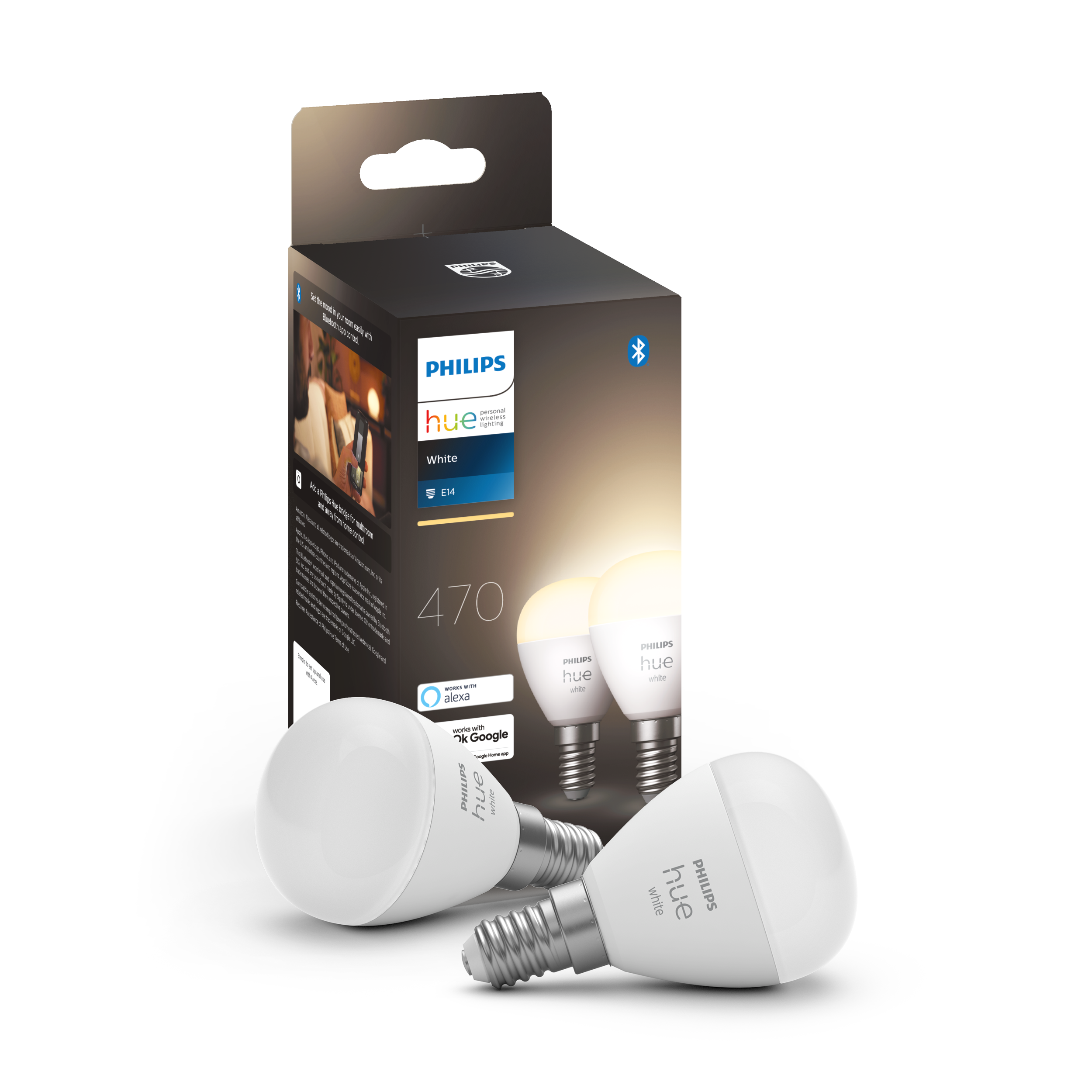 Philips Hue White P45 E14 Kronepære - 2-Pak Smart Home 929002440604