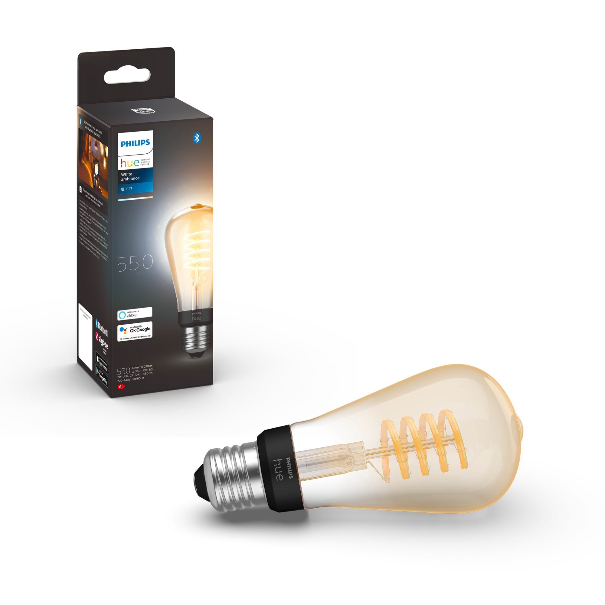 Philips Hue White Ambiance Filament ST64 E27 Edison - 1-Pakke Smart Home 929002477701
