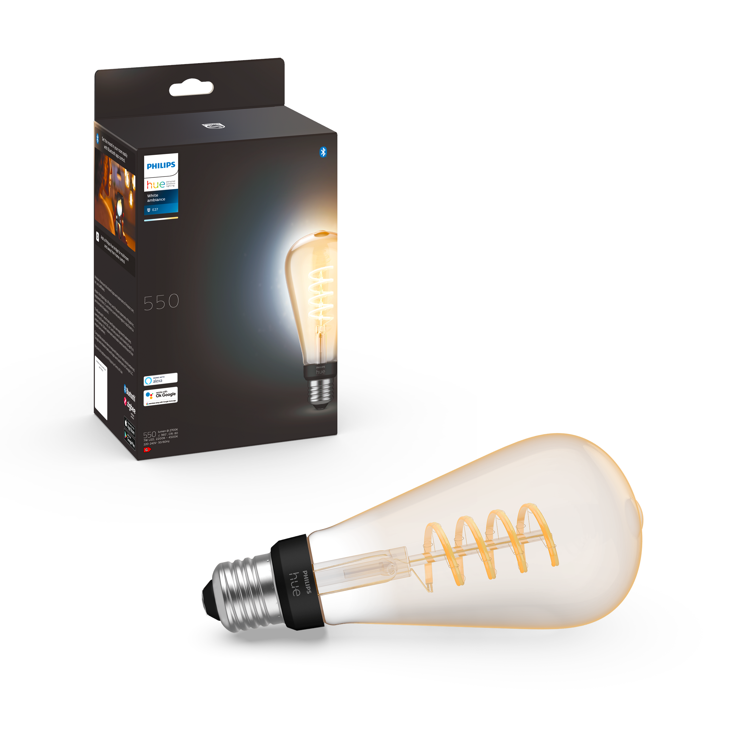 Philips Hue White Ambiance Filament ST72 E27 Stor Edison - 1-Pak Smart Home 929002477901