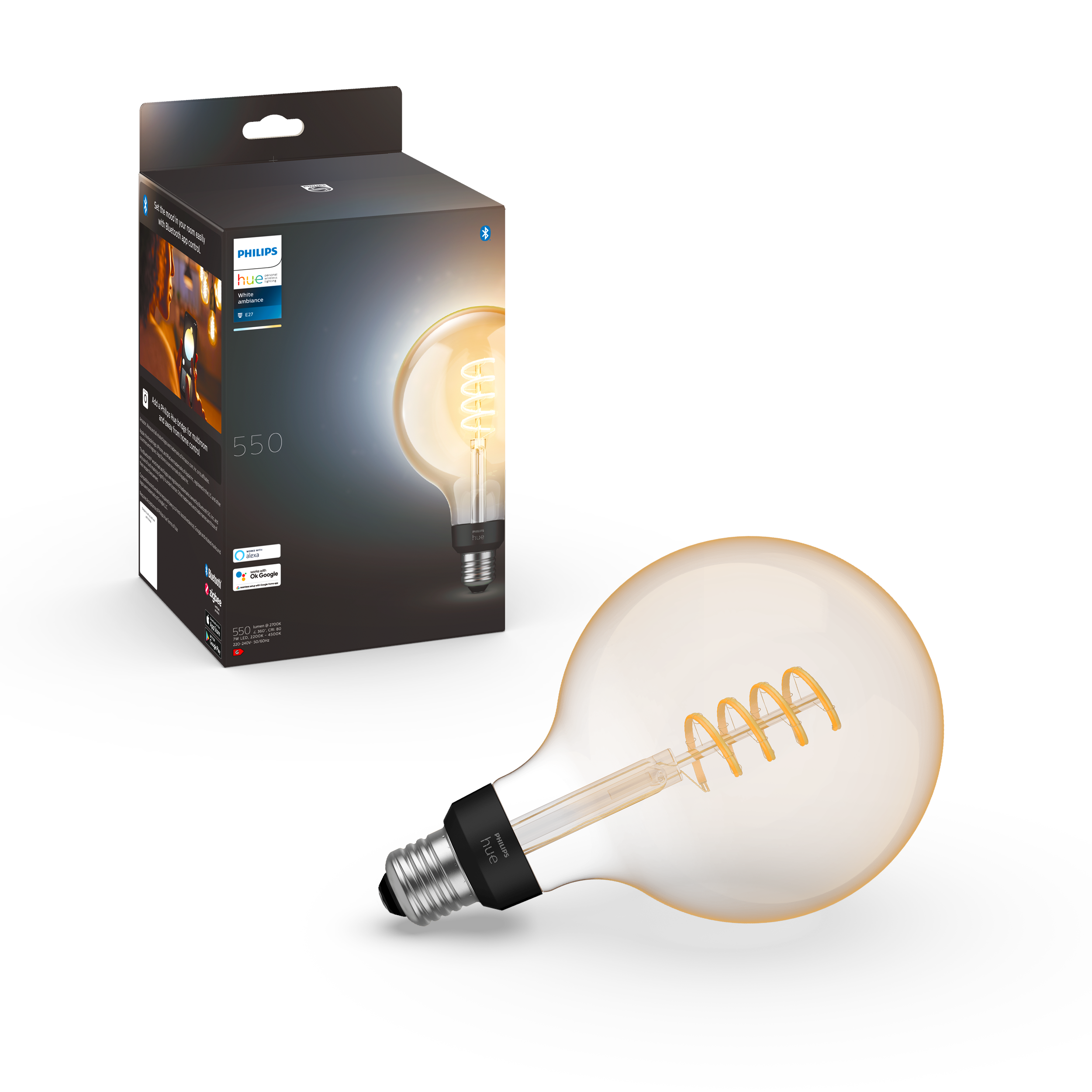 Philips Hue White Ambiance Filament G125 E27 Globe Pære - 1-Pakke Smart Home 929002478101