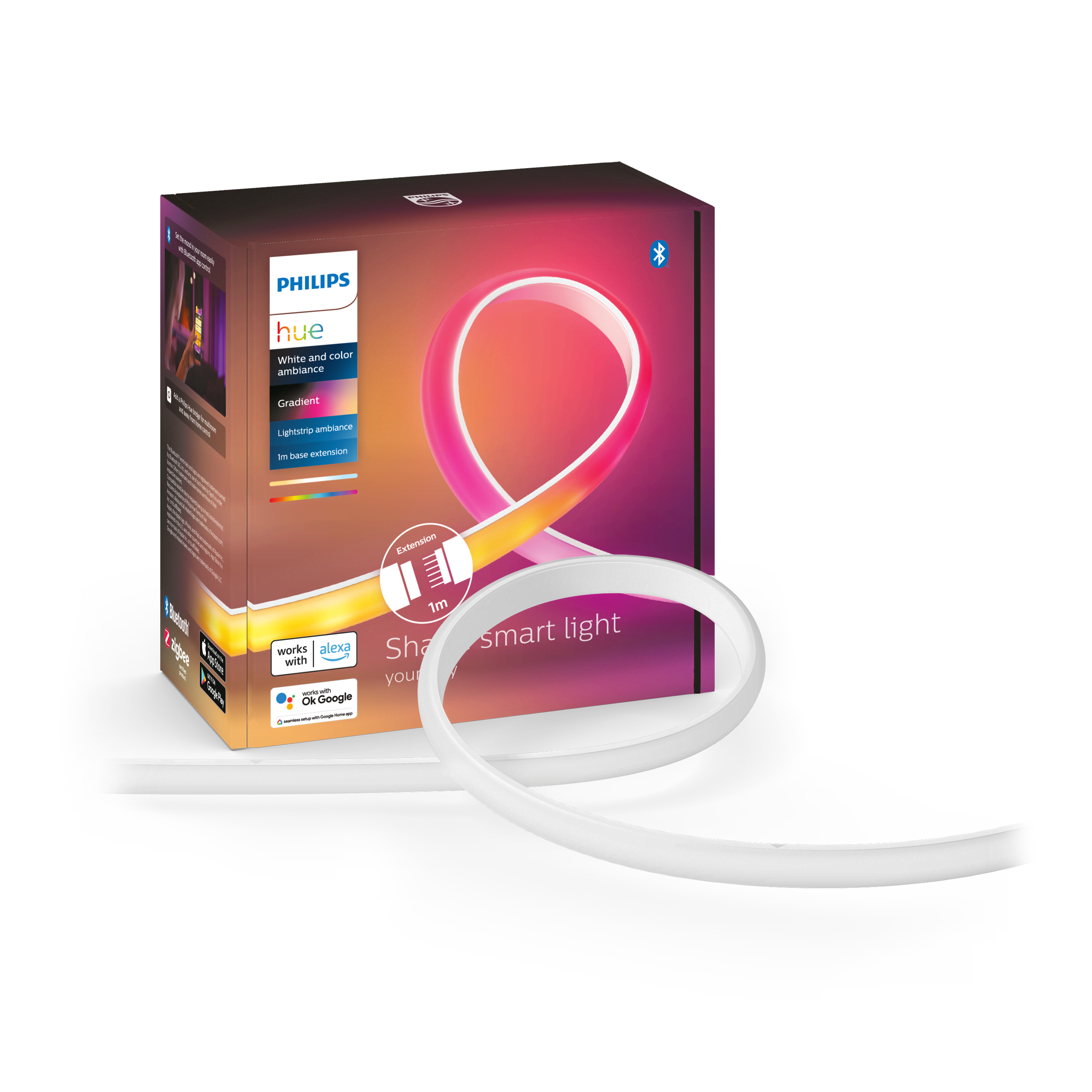 Philips Hue Gradient Lightstrip 1 meter forlænger — White and color ambiance Smart Home 929002995001