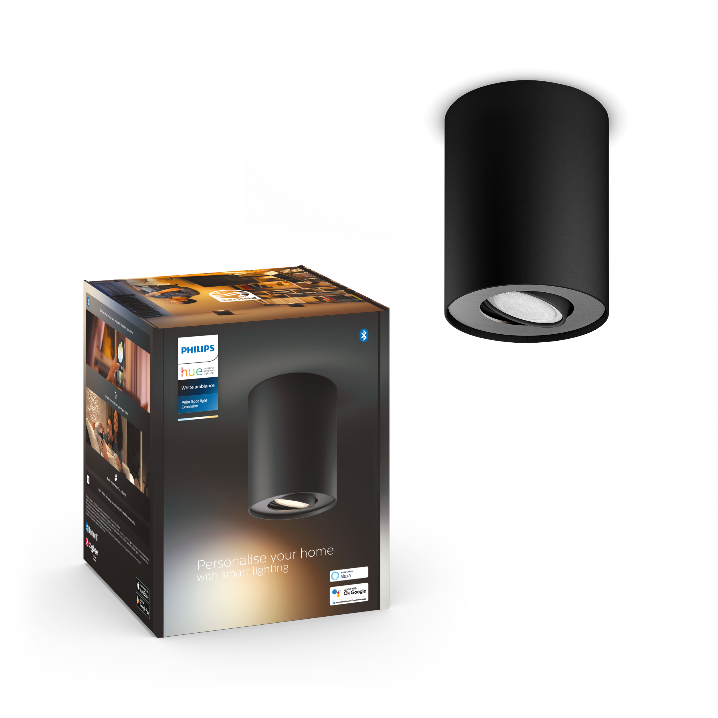 Philips Hue Pillar Enkelt Spot - Sort Smart Home 929003811201