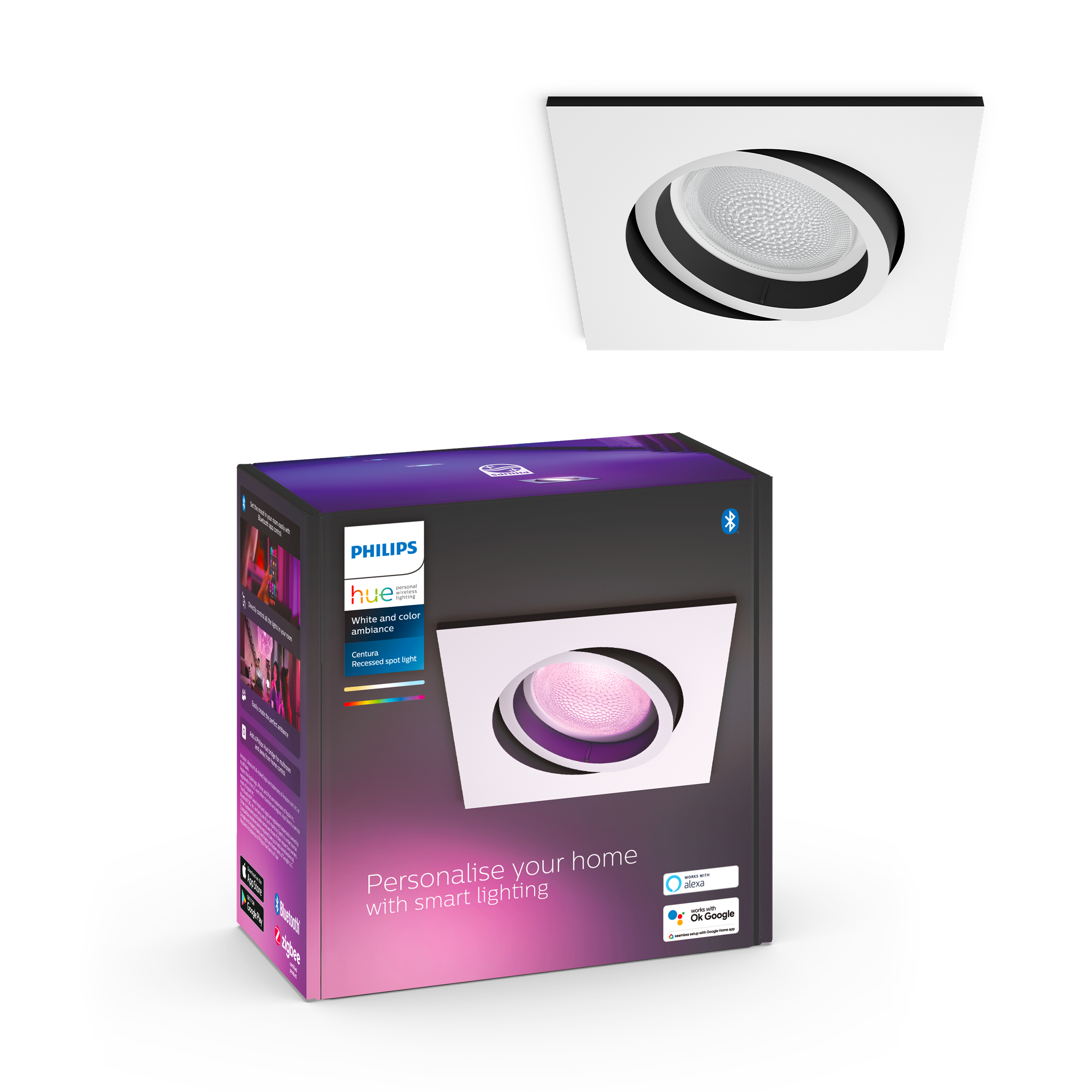 Philips Hue Centura Indbygningsspot Firkantet - Hvid Smart Home 929003809901