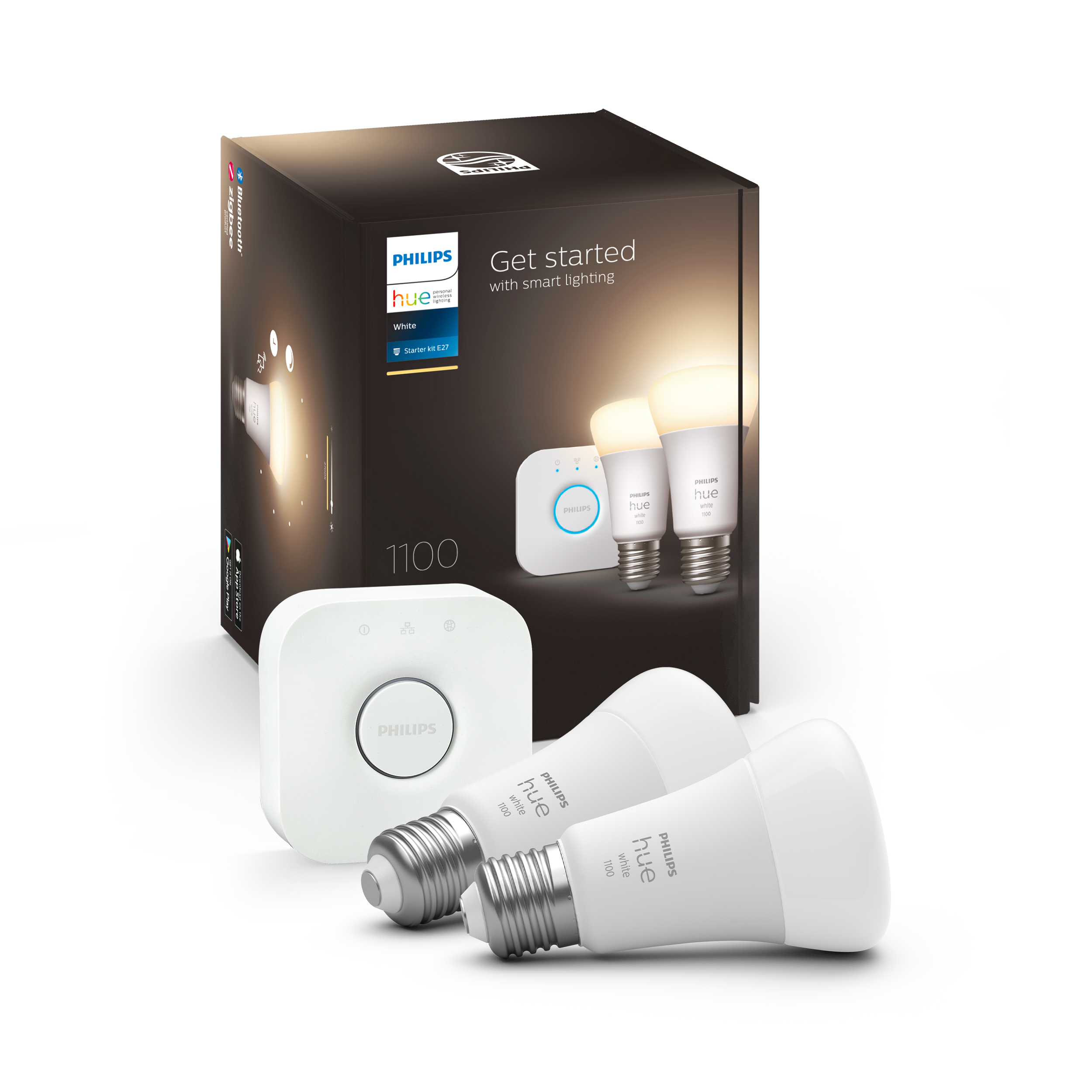 Philips Hue White A60 E27 1100 Lumen - Starter Kit med 2 pærer Smart Home 929002469201