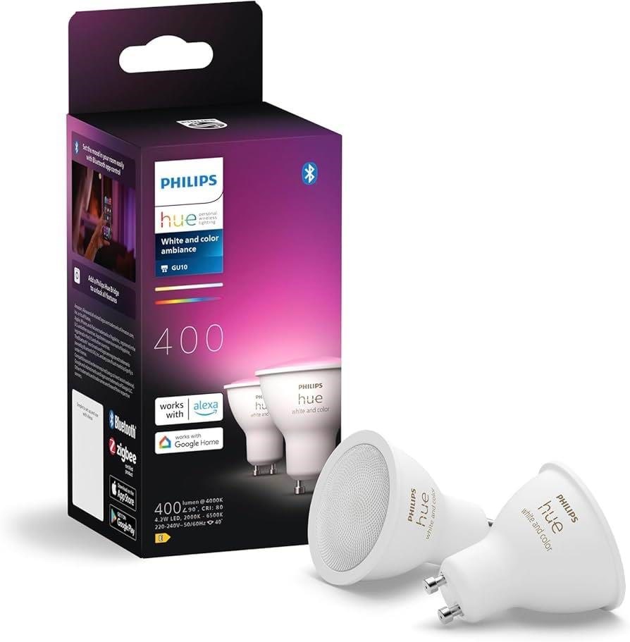 Philips Hue White and color ambiance GU10 intelligent spotpære (2-pakke)