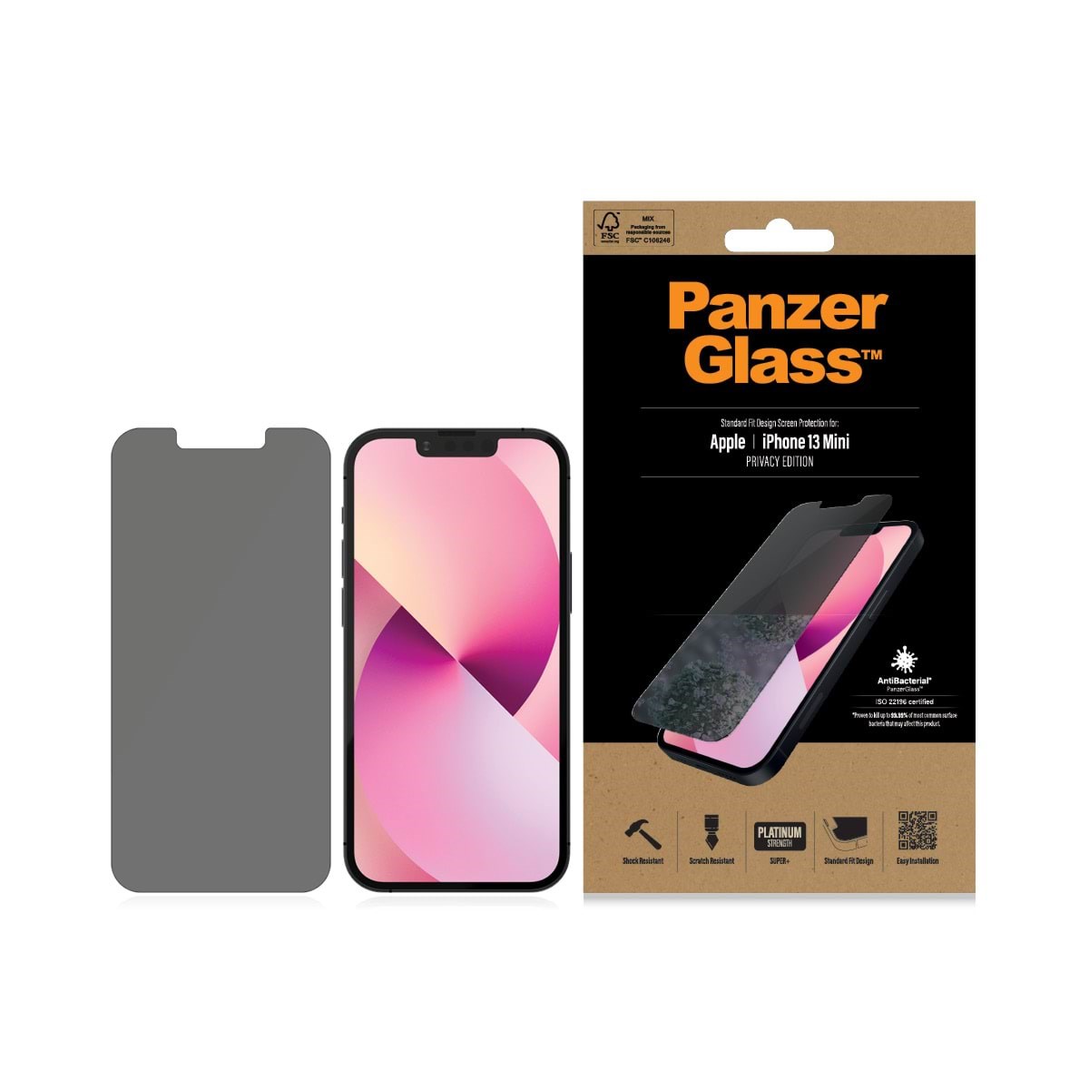 PanzerGlass Privacy Screen Protector Apple iPhone 13 Mini | Standard Fit Beskyttelsesglas PANZERP2741