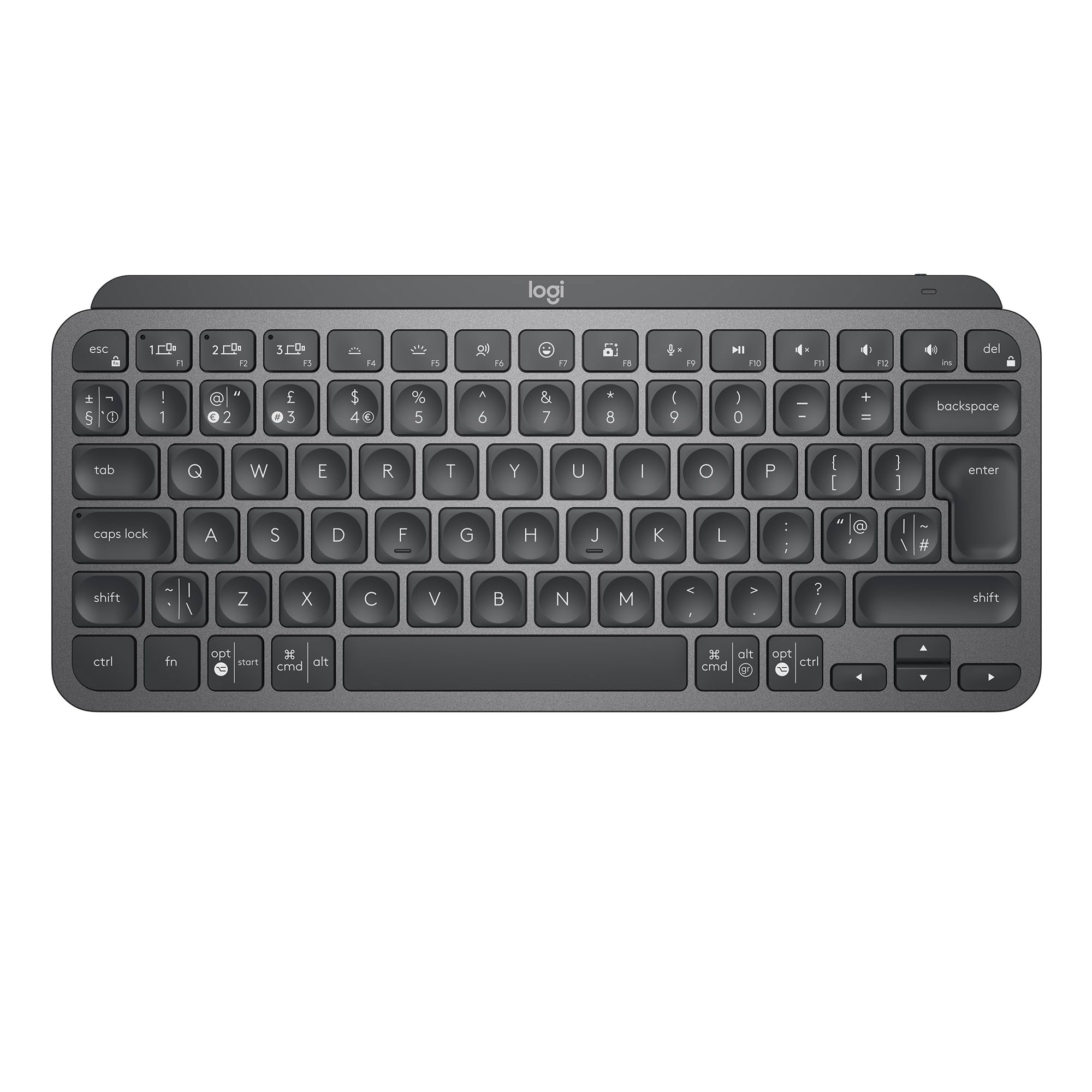 Logitech MX Keys Mini Minimalist Wireless Illuminated Keyboard - Graphite - Tastatur - Nordisk - Sort