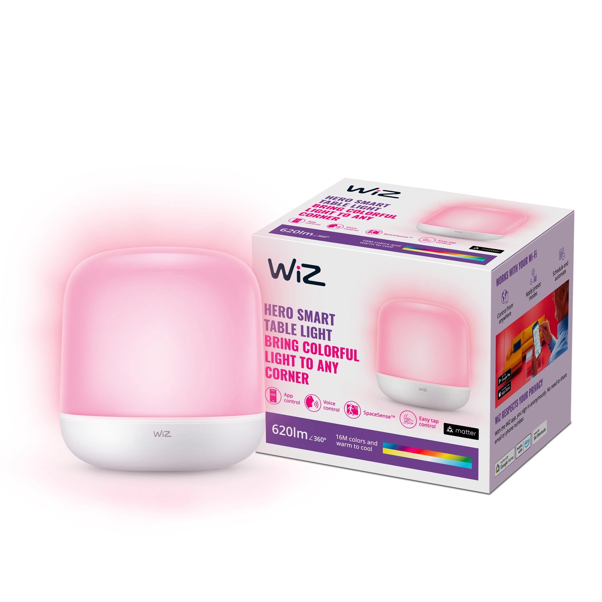 WiZ Hero Smart Bordlampe, Justerbar hvidt & farvet lys Smart Home 929002626722