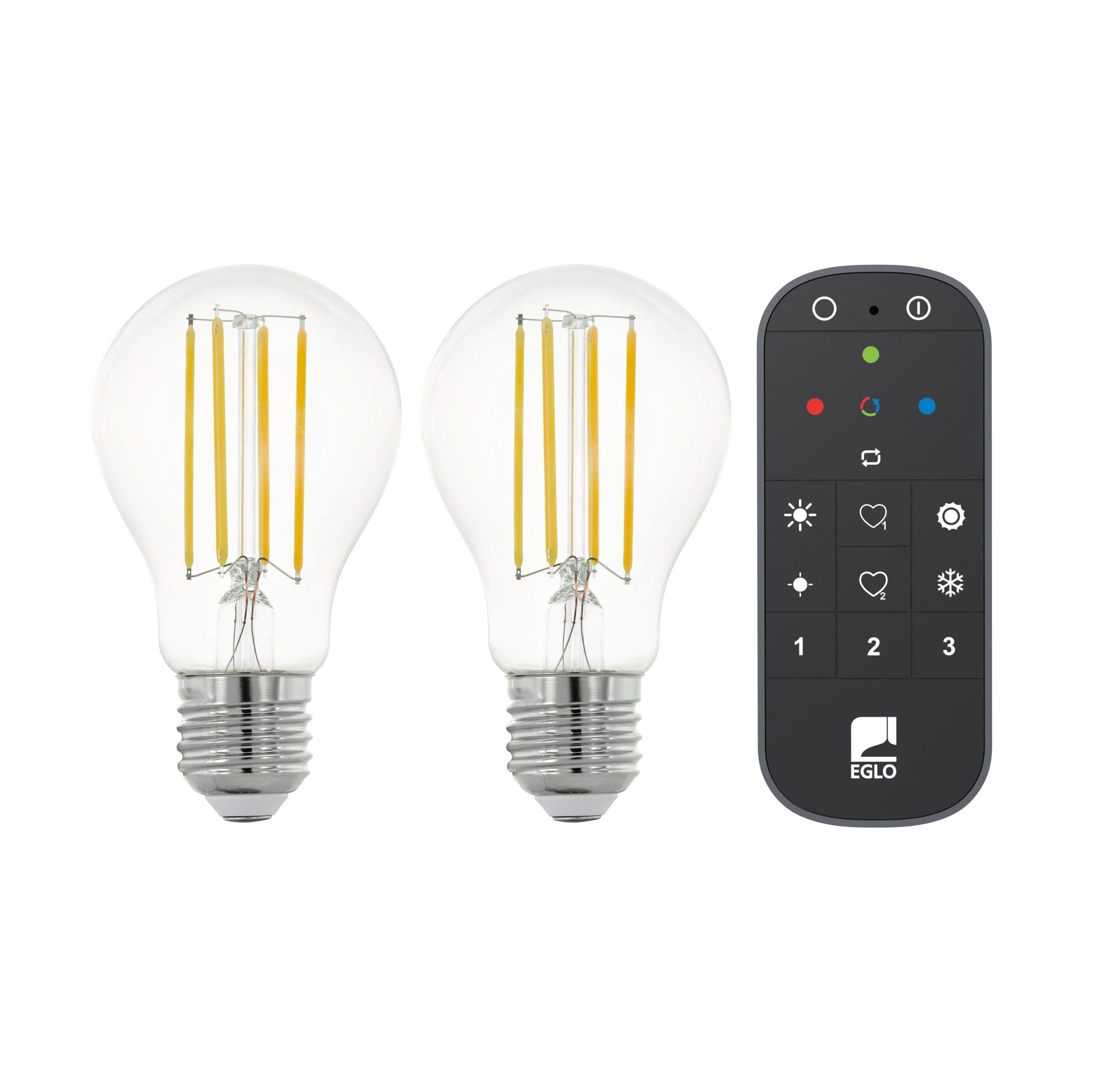 EGLO LED pære CONNECT.Z SÆT FJERNBETJENING + 2 E27 A60 klar SMART pærer M/HVID LYS E27 Lyskilde 12255