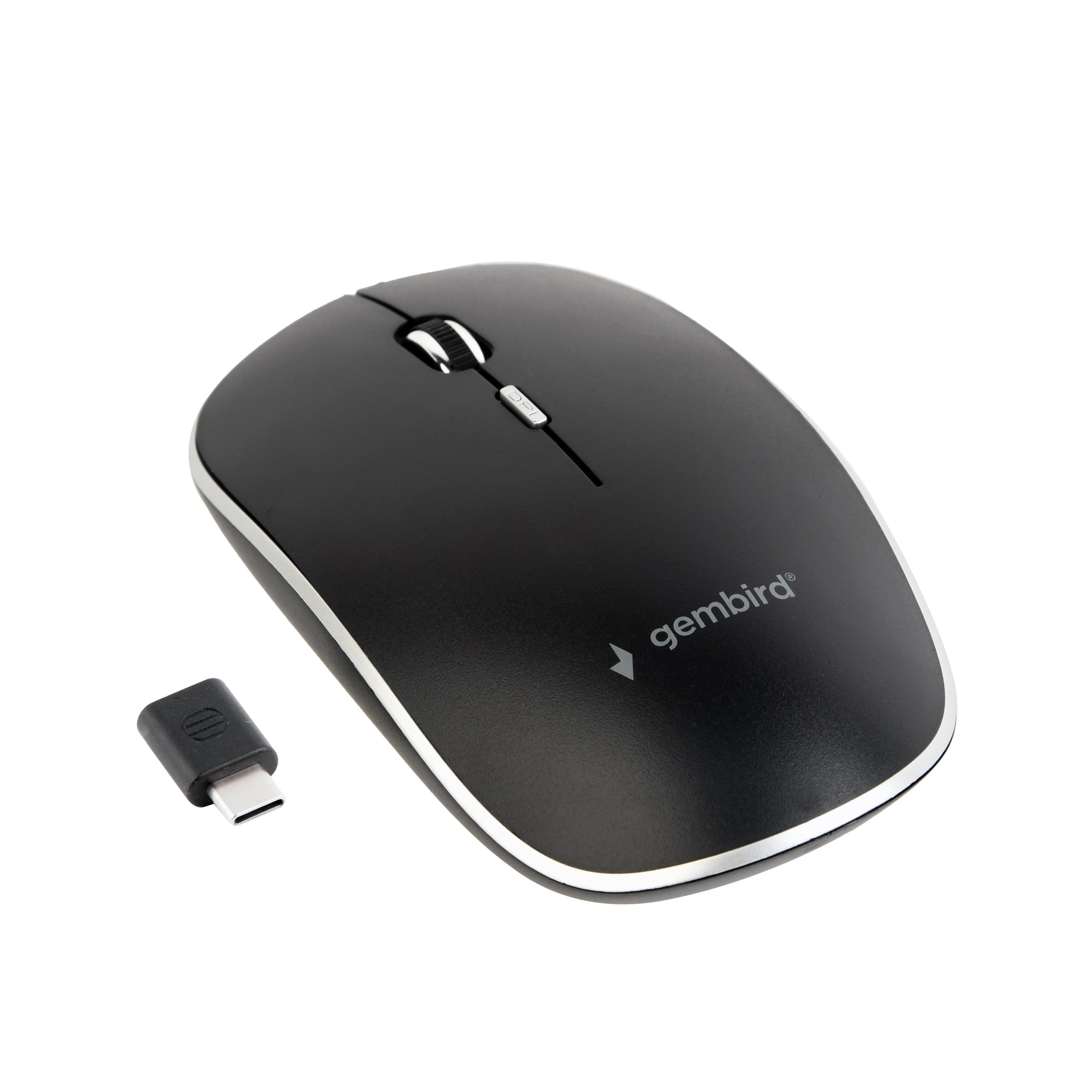 Gembird Silent wireless optical mouse - USB-C receivcer - Mus - Optisk - 4 knapper - Sort Mus MUSW-4BSC-01