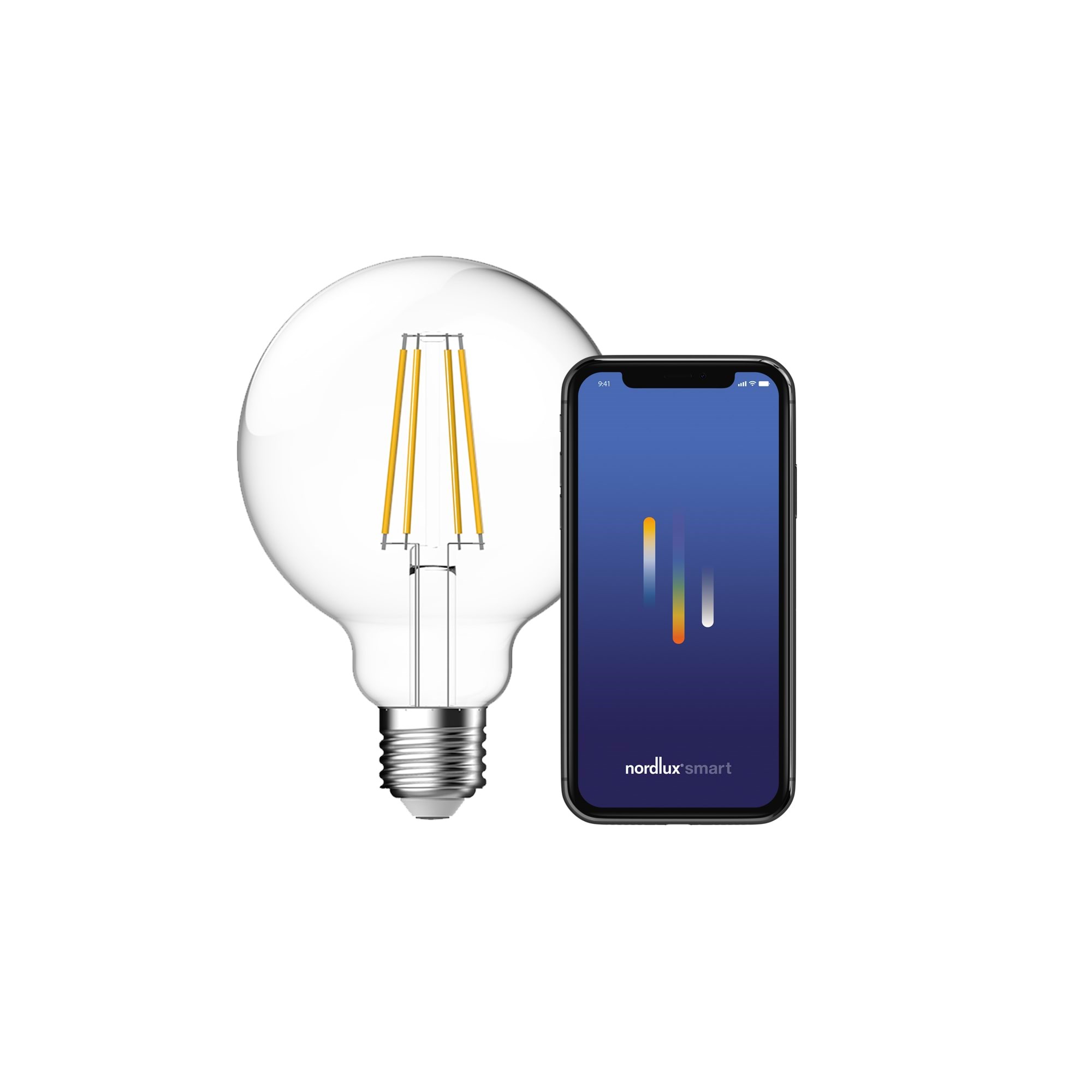 Nordlux Smart Pære G95 4,7W LED 2200-6500K E27, klar Smart Home 2070102700