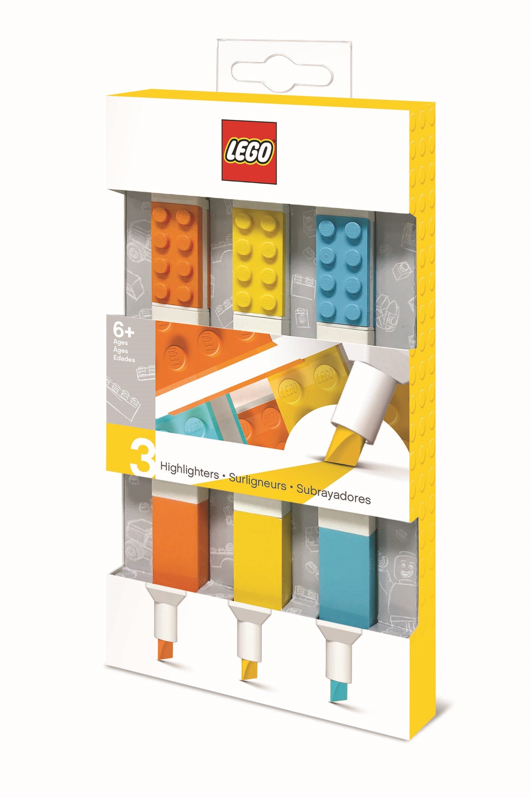 Euromic LEGO Stationery Highlighters 3 pcs. ORANGE YELLOW TURQUOISE packed in colour box