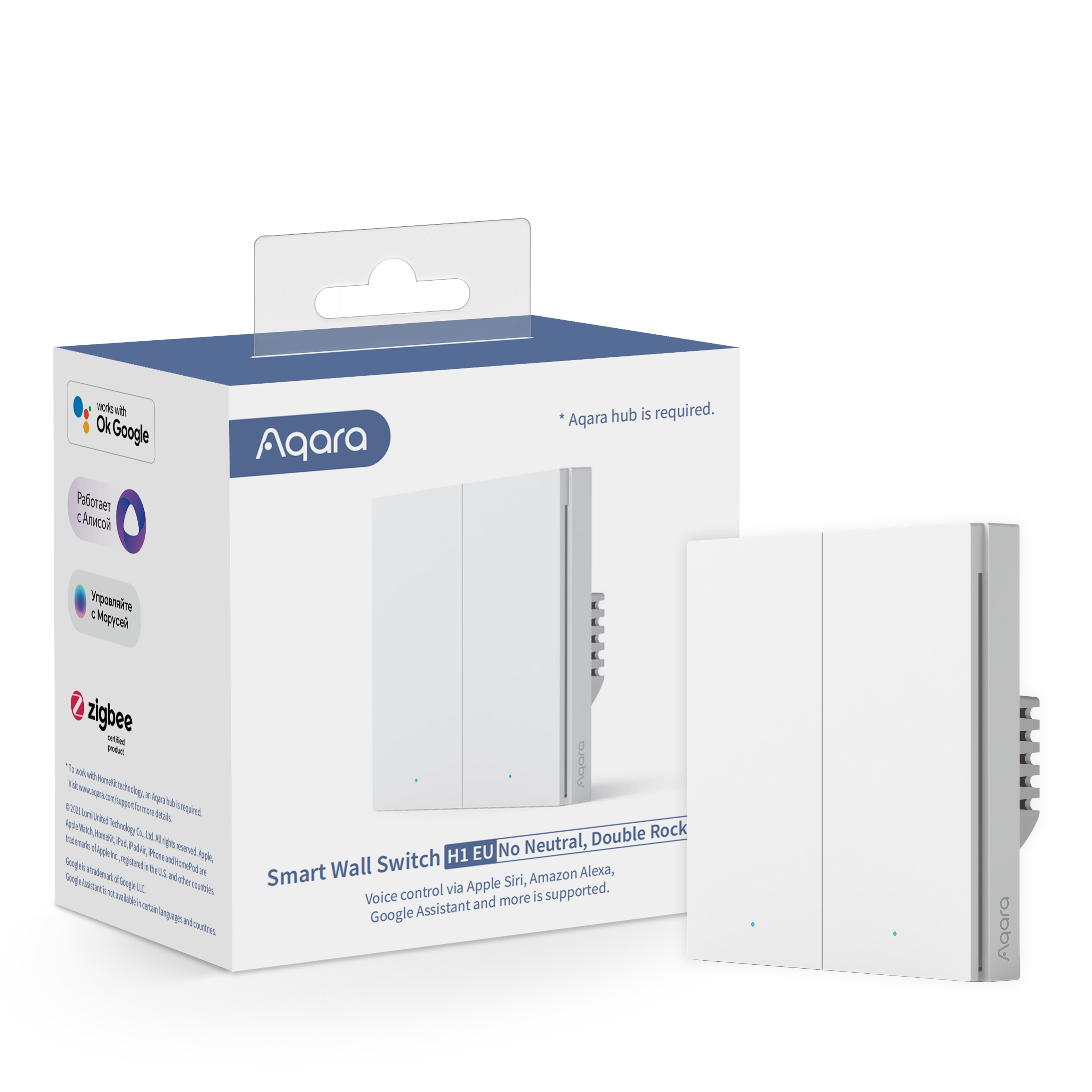 Aqara Smart Wall Switch H1 (no neutral) - Double Rocker Smart Home WS-EUK02
