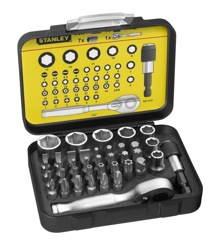 Stanley Set Of 39 1/4" Drive Bits (25mm) + 1 Magnetic Bit Holder With Lock Ring Værktøj 1-13-906