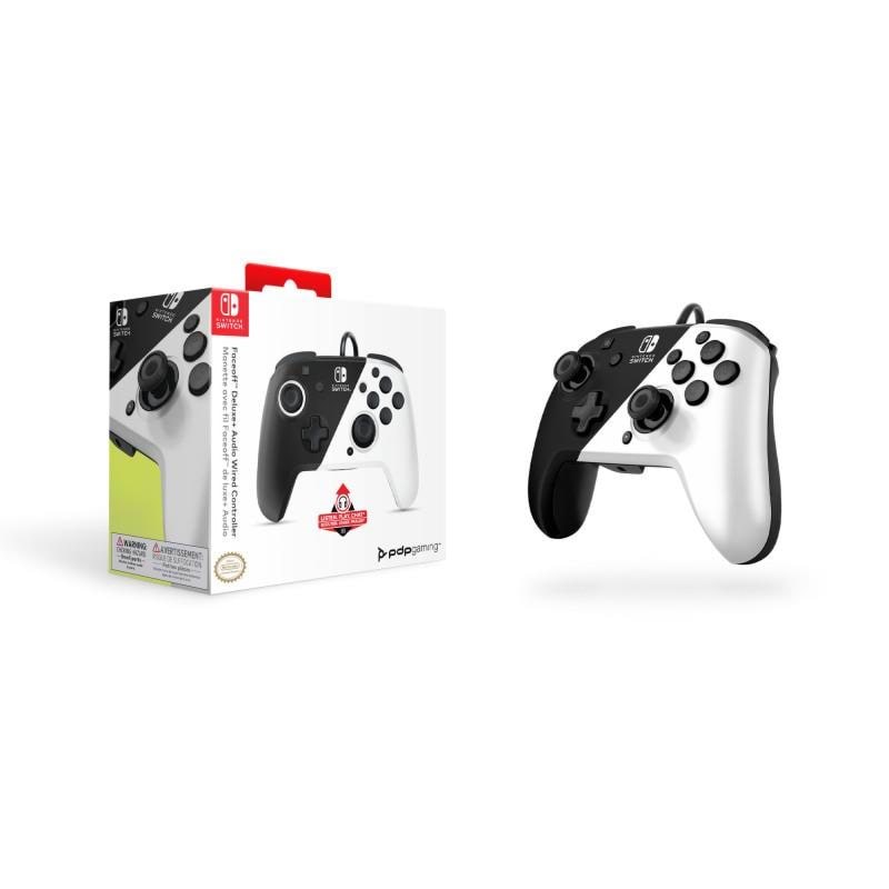 PDP Faceoff Deluxe+ Audio Wired Controller - Black/White - Wired Controller - Nintendo Switch