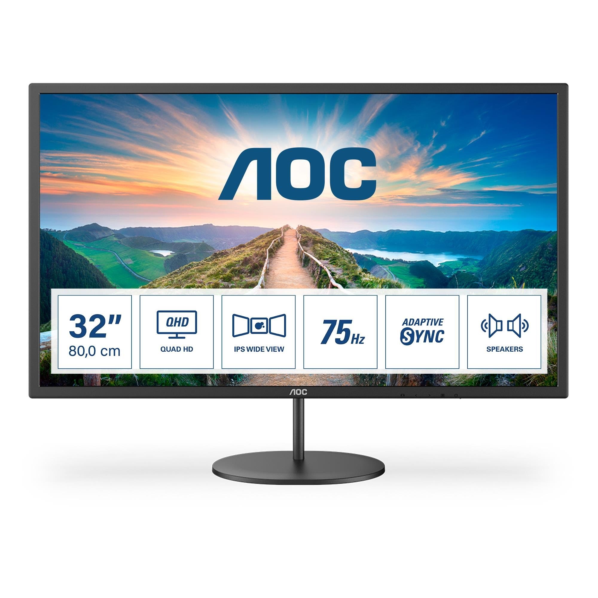 32" AOC Q32V4 - 2560x1440 (QHD) - 75Hz - IPS Computerskærm Black