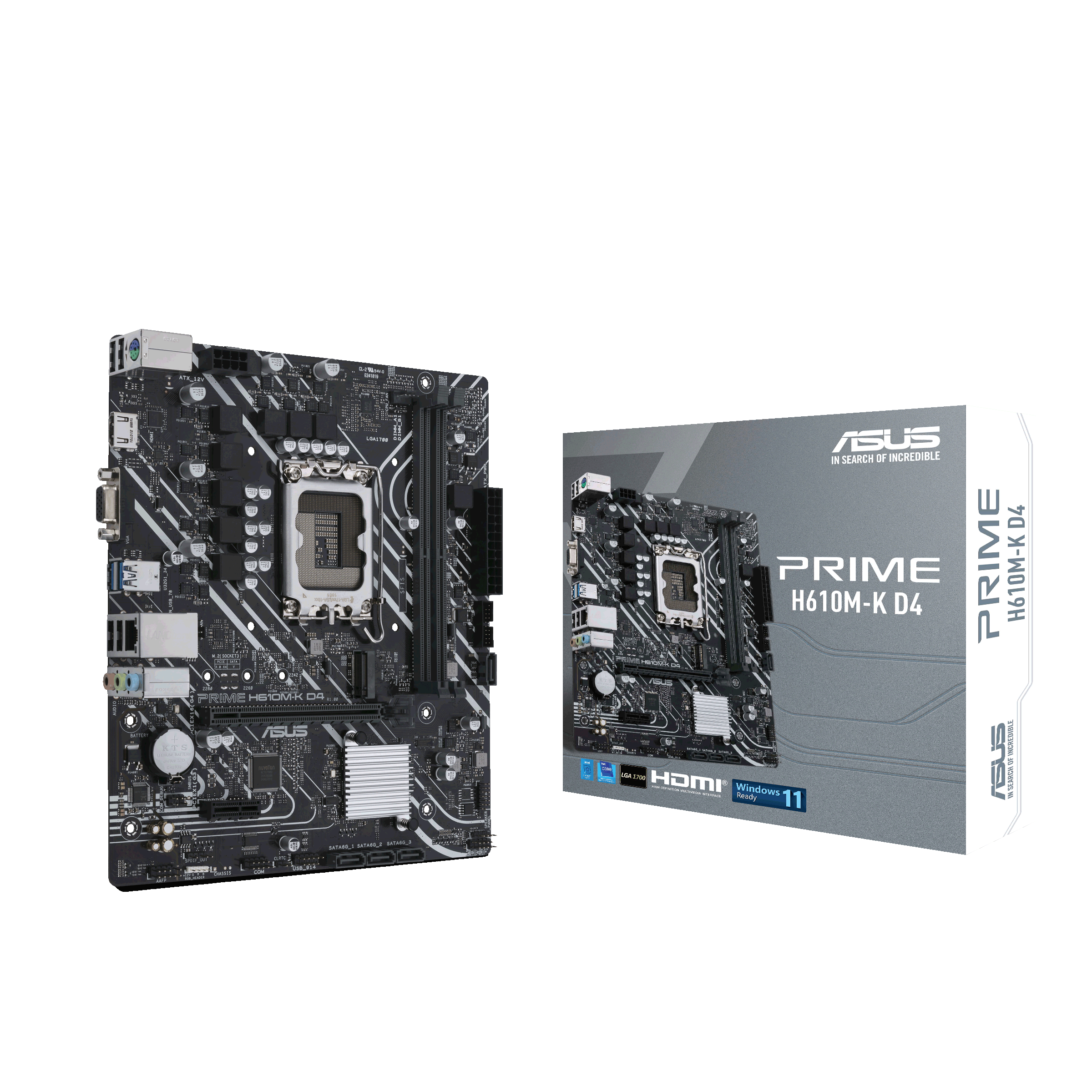 ASUS PRIME H610M-K D4 Bundkort - Intel H610 - Intel LGA1700 - DDR4 RAM - Micro-ATX