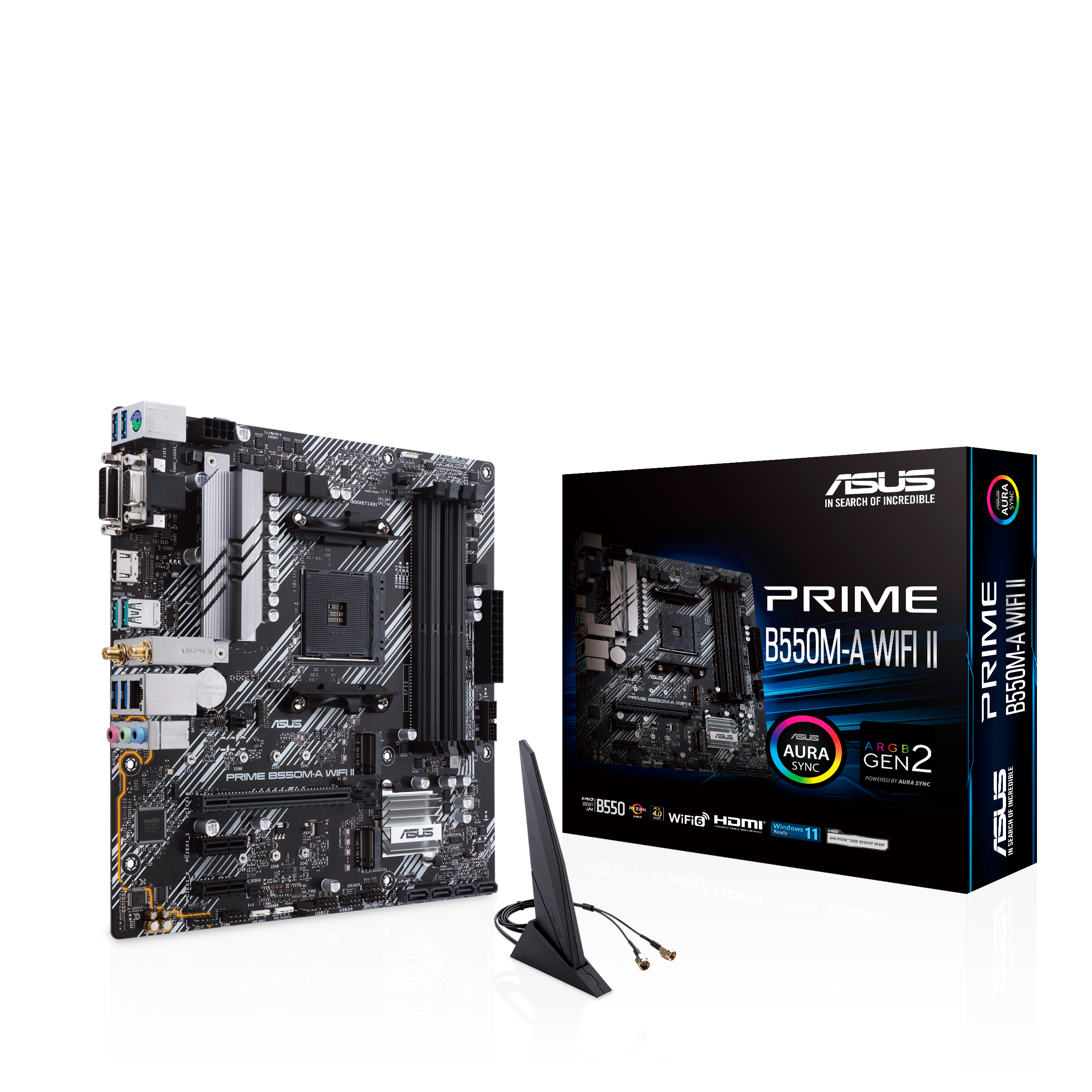 ASUS PRIME B550M-A WIFI II Bundkort - AMD B550 - AMD AM4 - DDR4 RAM - Micro-ATX Bundkort 90MB19X0-M0EAY0