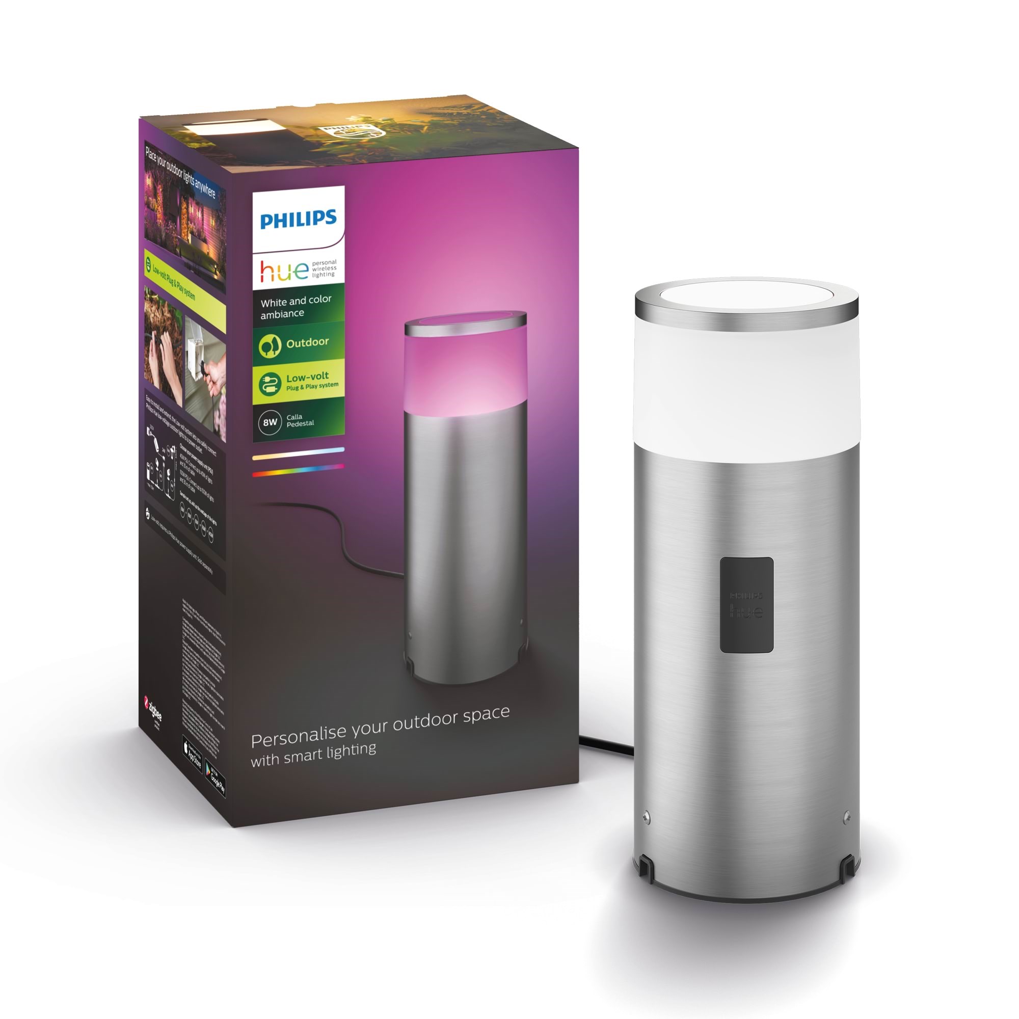 Philips Hue Outdoor Calla Pedestal - Inox - Extension Smart Home 929003098601