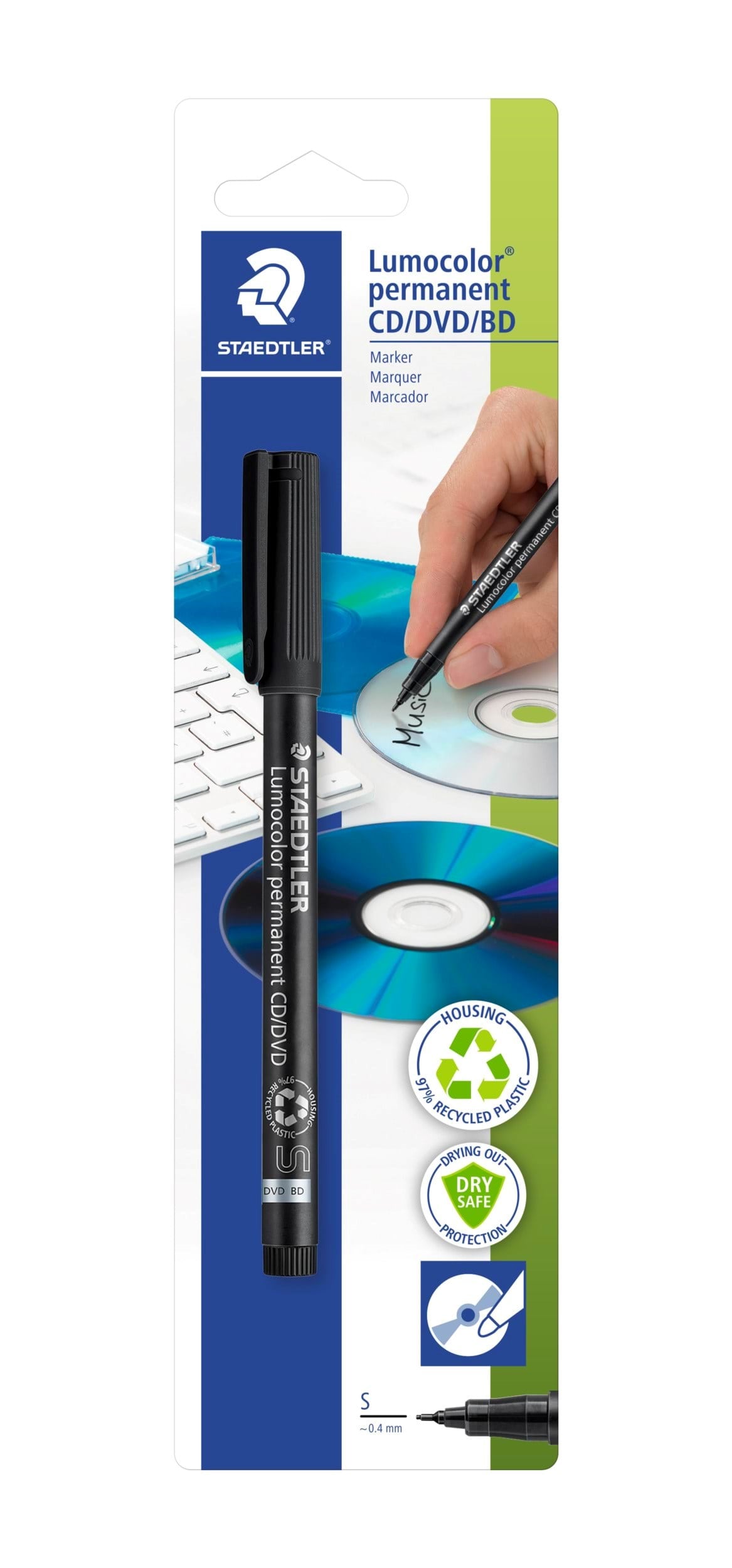 Staedtler Lumocolor CD/DVD Pen 0,4mm Sort Tegneværktøj 310-9CDBKD