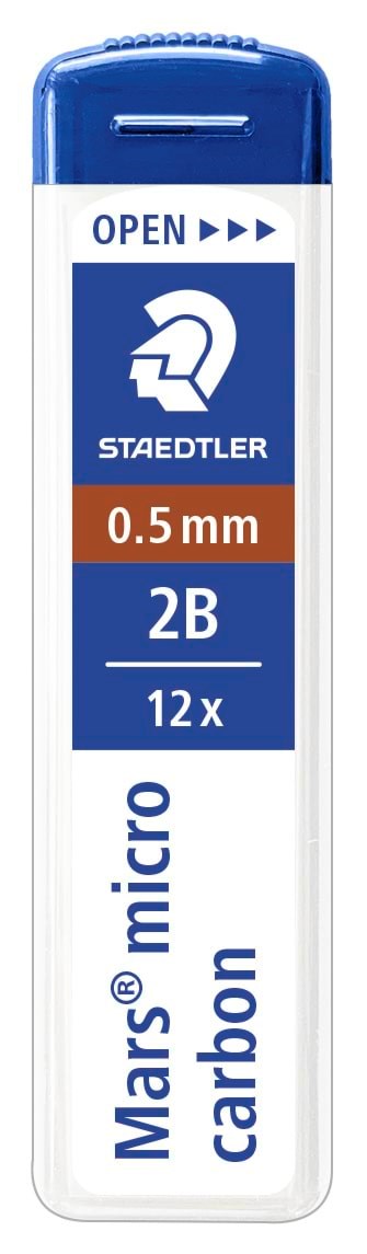 Stædtler MARS MICRO MINE 0,5mm 2B, 12 ETUIER Á 12 MINER Tegneværktøj 250 05-2B