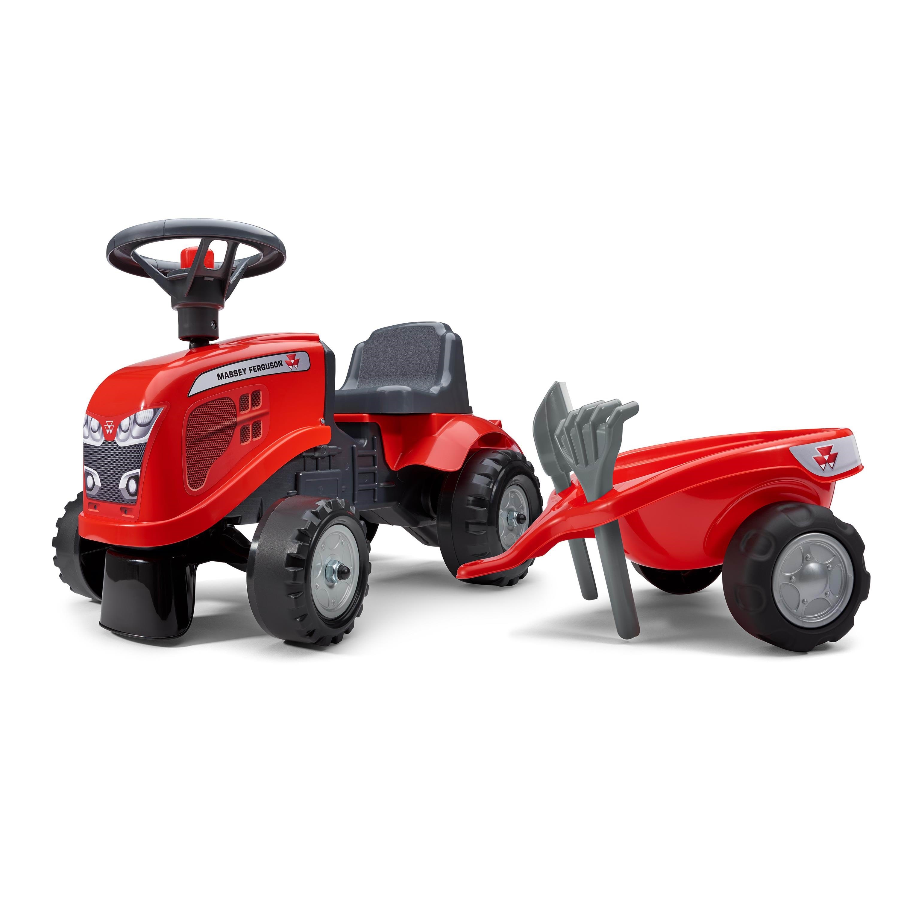 Falk Traktor m. trailer, rive og skovl Baby Massey Ferguson Legetøj 808-021