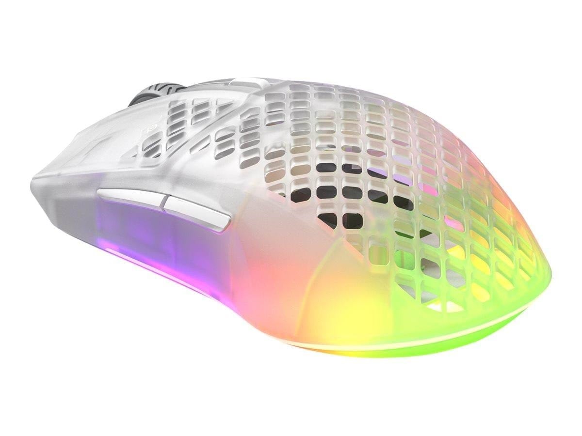 SteelSeries Aerox 3 Wireless 2022 - Ghost - Gaming Mus - Optisk - 6 knapper - Hvid med RGB-LED lys Mus 62610
