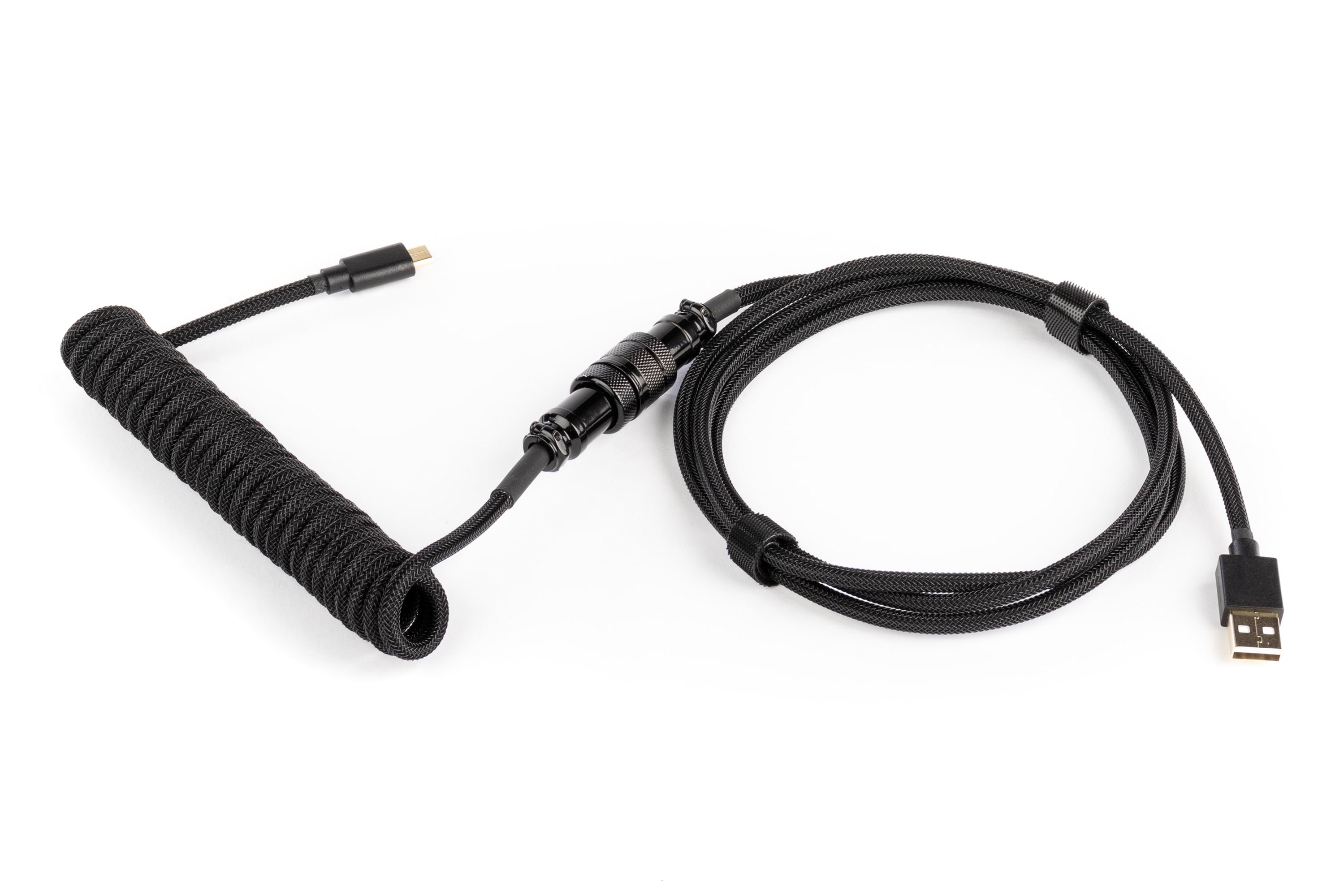 DUTZO Coiled Aviator Micro-USB B cable - Black - Opgraderings tilbehør - Sort Tastatur DCA-UMB-BLK