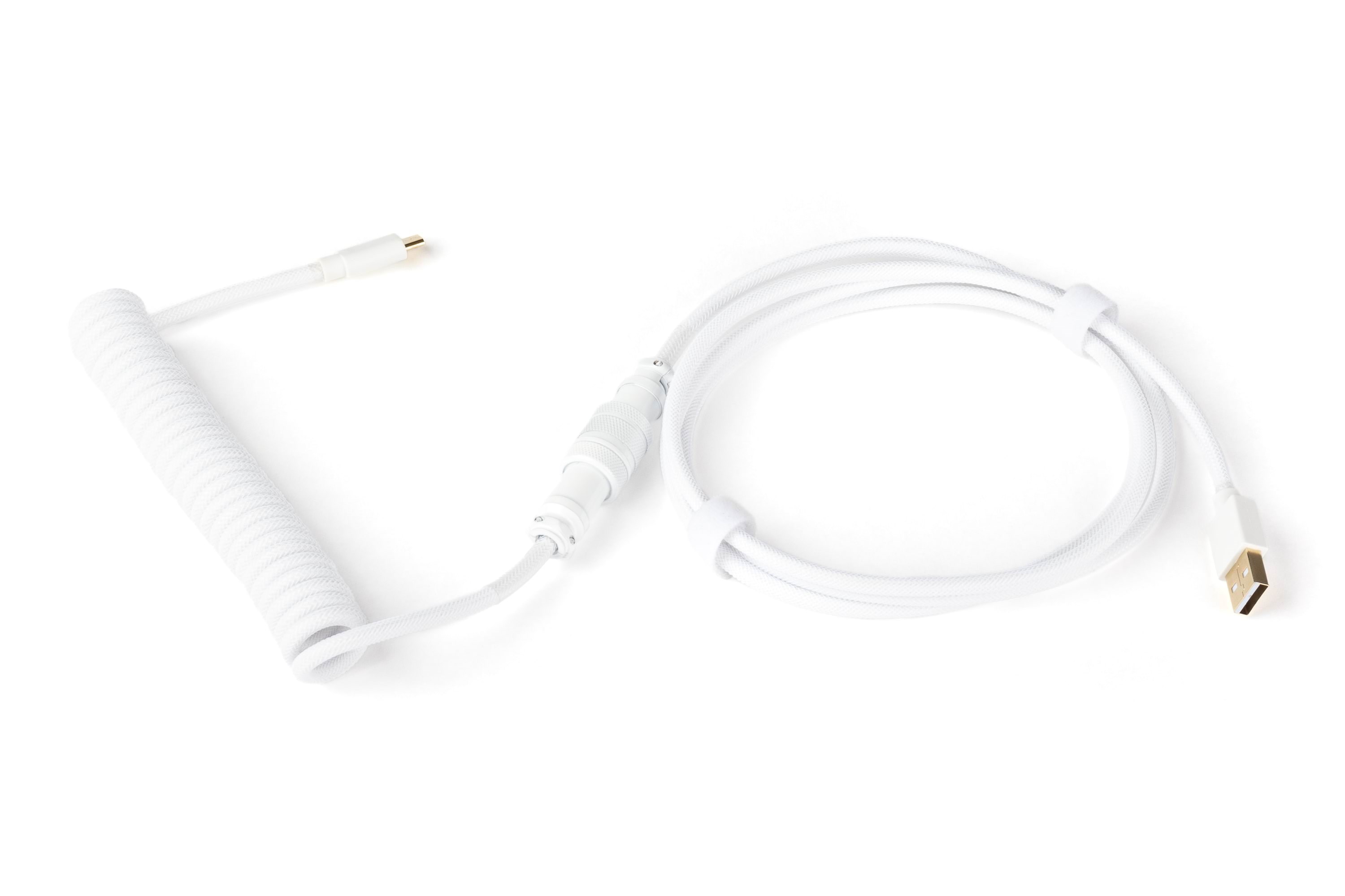 DUTZO Coiled Aviator Micro-USB B cable - White - Opgraderings tilbehør - Hvid Tastatur DCA-UMB-WHT
