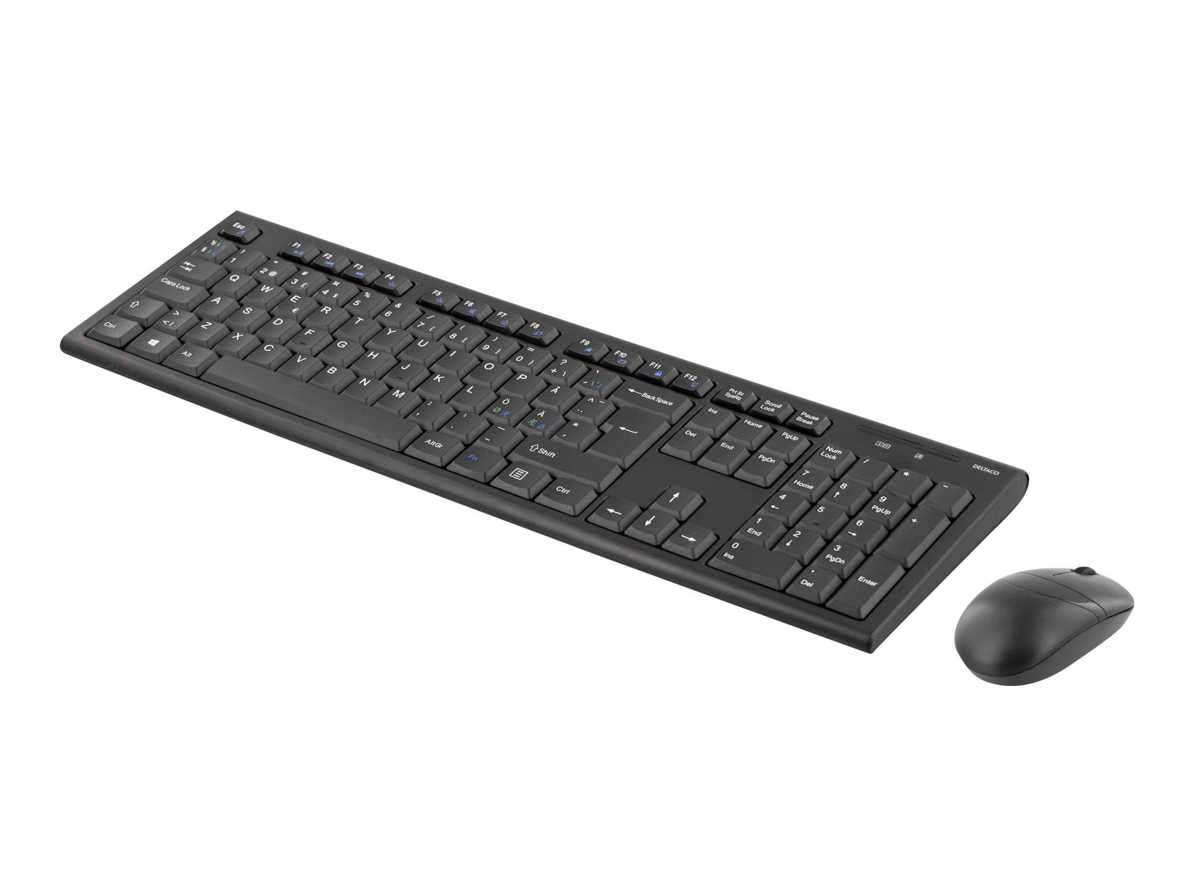 Deltaco TB-114 - keyboard and mouse set - Nordic - black - Tastatur & Mus sæt - Nordisk - Sort