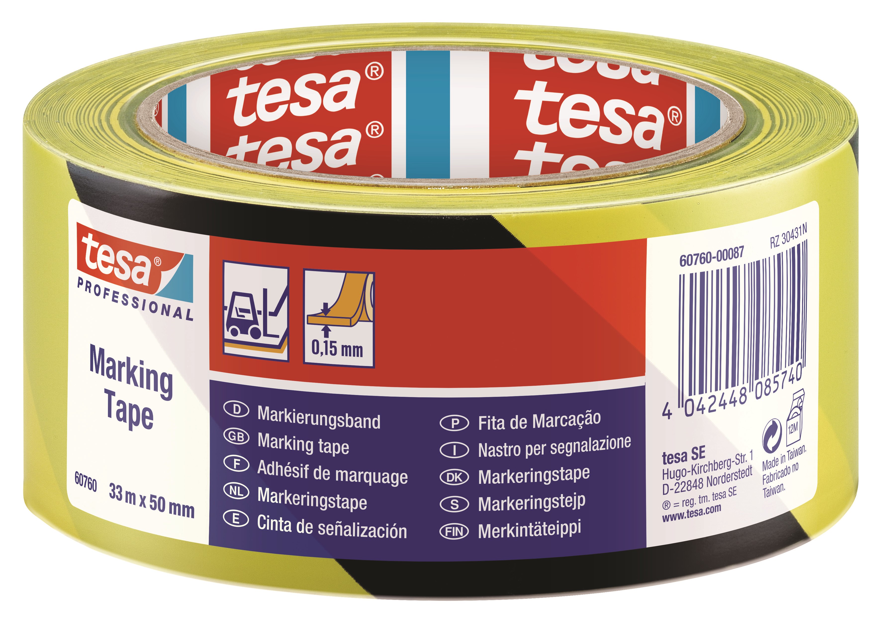 tesa Tesaflex 60760 PV1 Sort og gul PVC markeringstape Tape 60760-00087-15