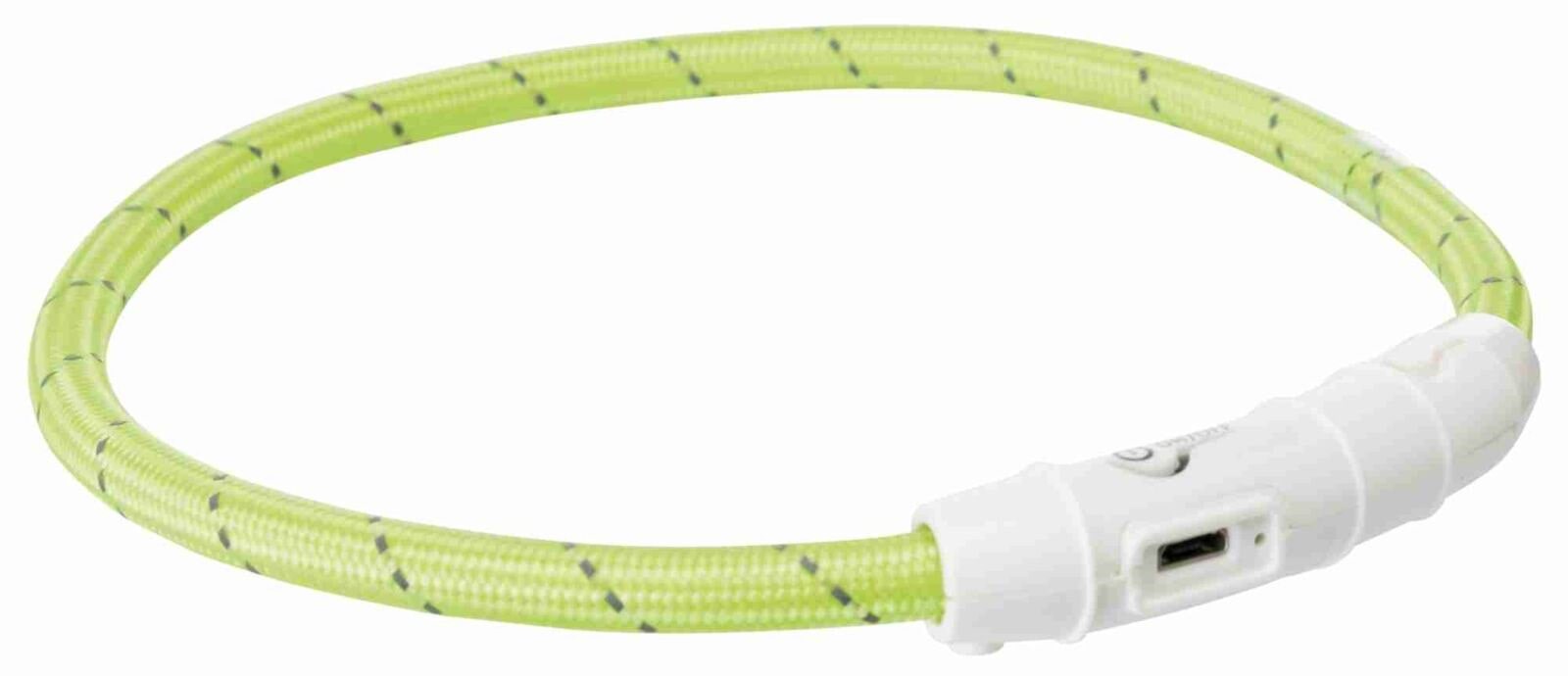 Trixie Flash Light Ring USB Illuminated Dog Safety Collar Green Size L-XL 7mm 65cm