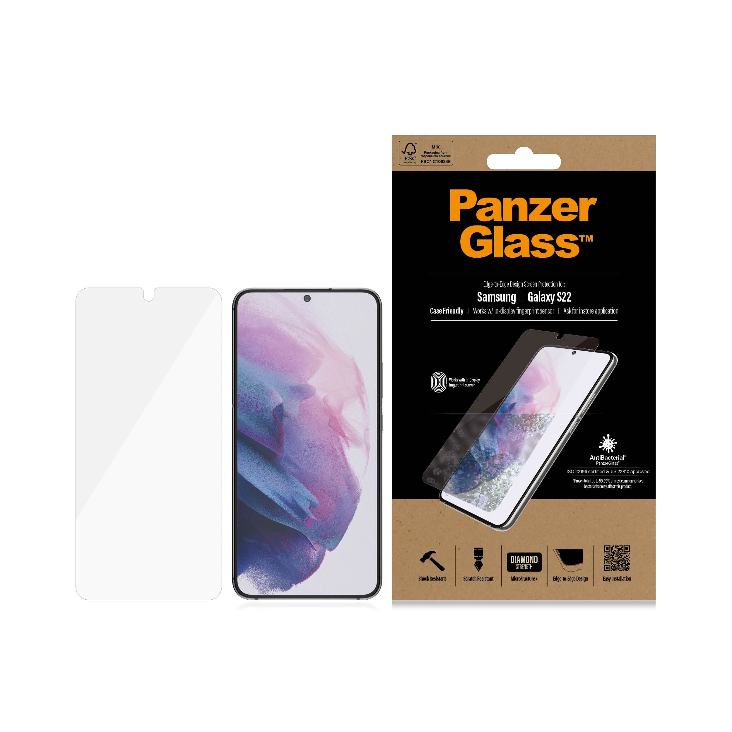 PanzerGlass UltraForce1 Samsung Galaxy S22 | Screen Protector Beskyttelsesglas PANZER7293