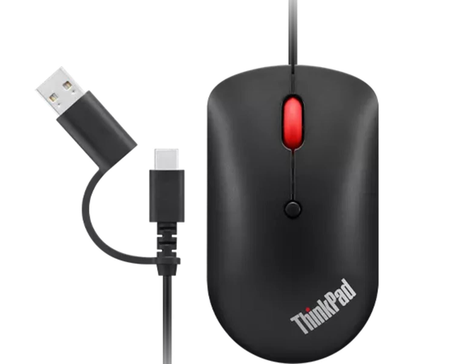 Lenovo ThinkPad USB-C Wired Compact Mouse - Mus - Optisk - 4 knapper - Sort Mus 4Y51D20850