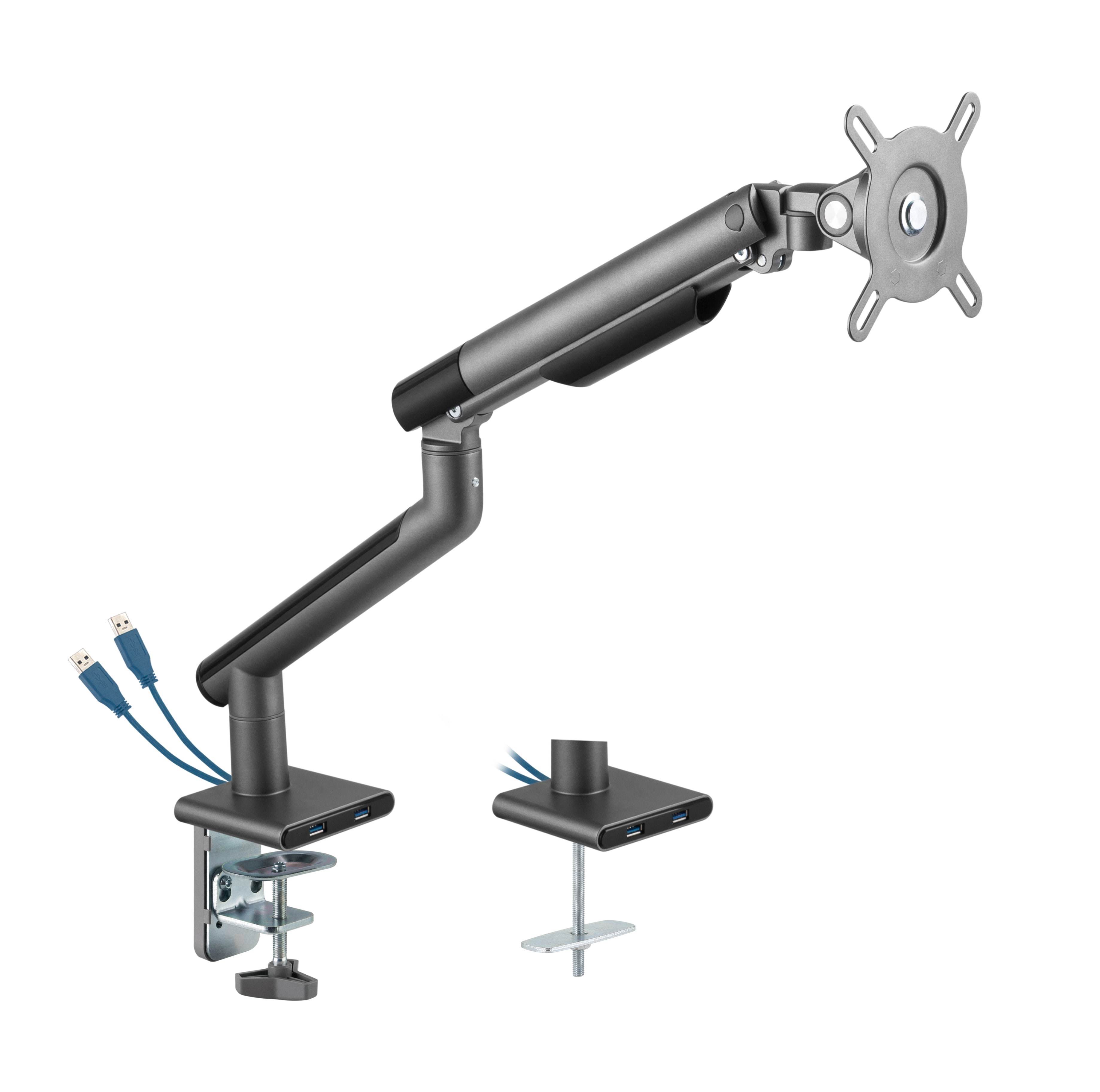 DUTZO Skærmholder til 1 skærm (17"-32") - Slim udgave med 2 x USB A porte (Sort)