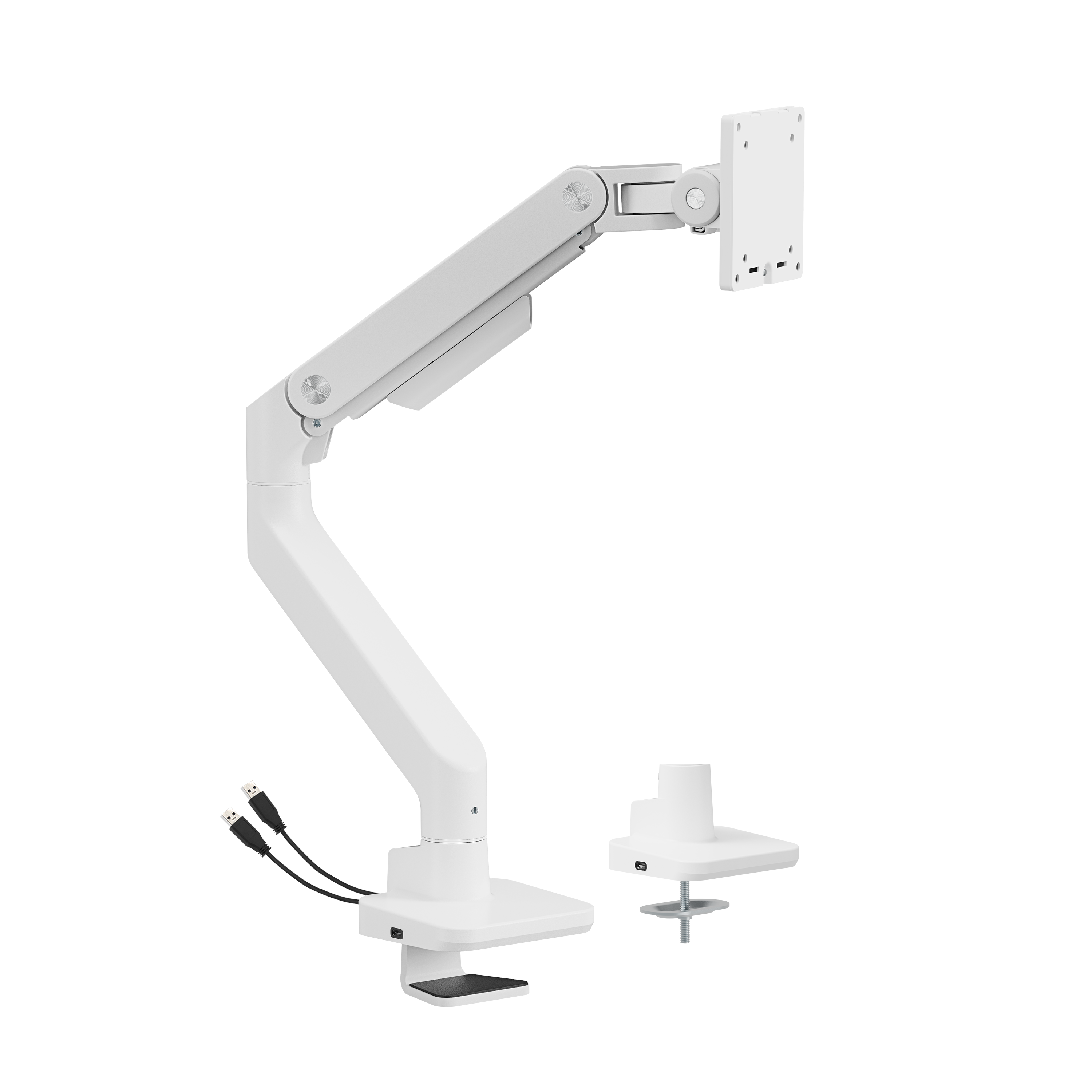 DUTZO Skærmholder til 1 skærm (op til 49") - Heavy Duty med USB A & C porte - Hvid Skærmholder MMAHDW-1
